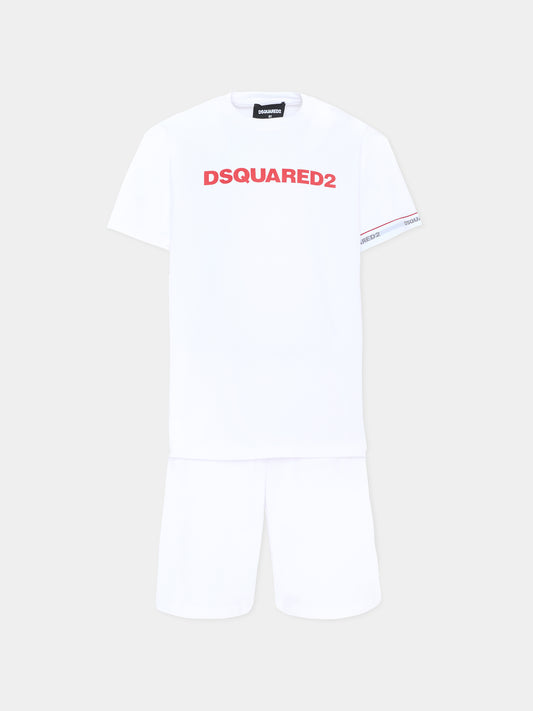 Pigiama bianco per bambino con logo,Dsquared2,DQ3245 D008J DQ100