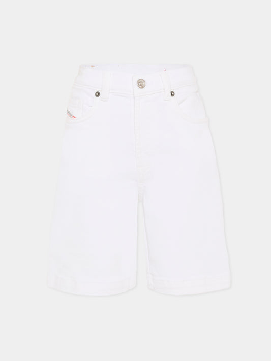 Shorts bianco per bambino con logo,Diesel,J00722 KXBR6 K100
