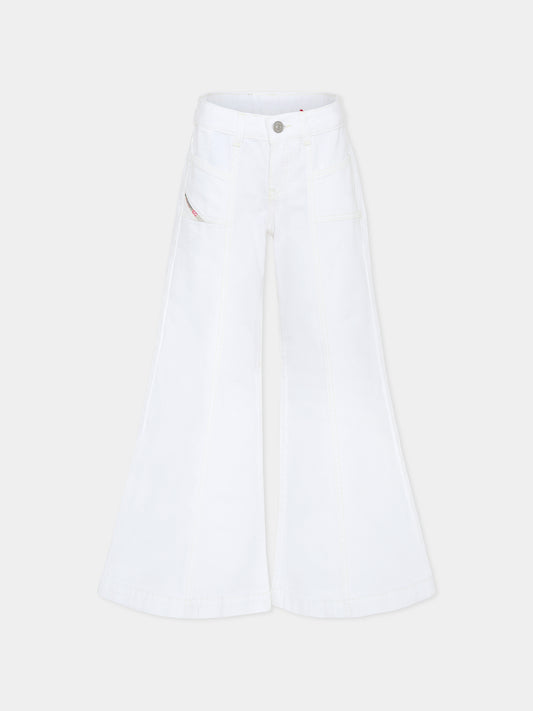 Jeans bianchi per bambina con logo,Diesel,J02343 KXBRZ K141