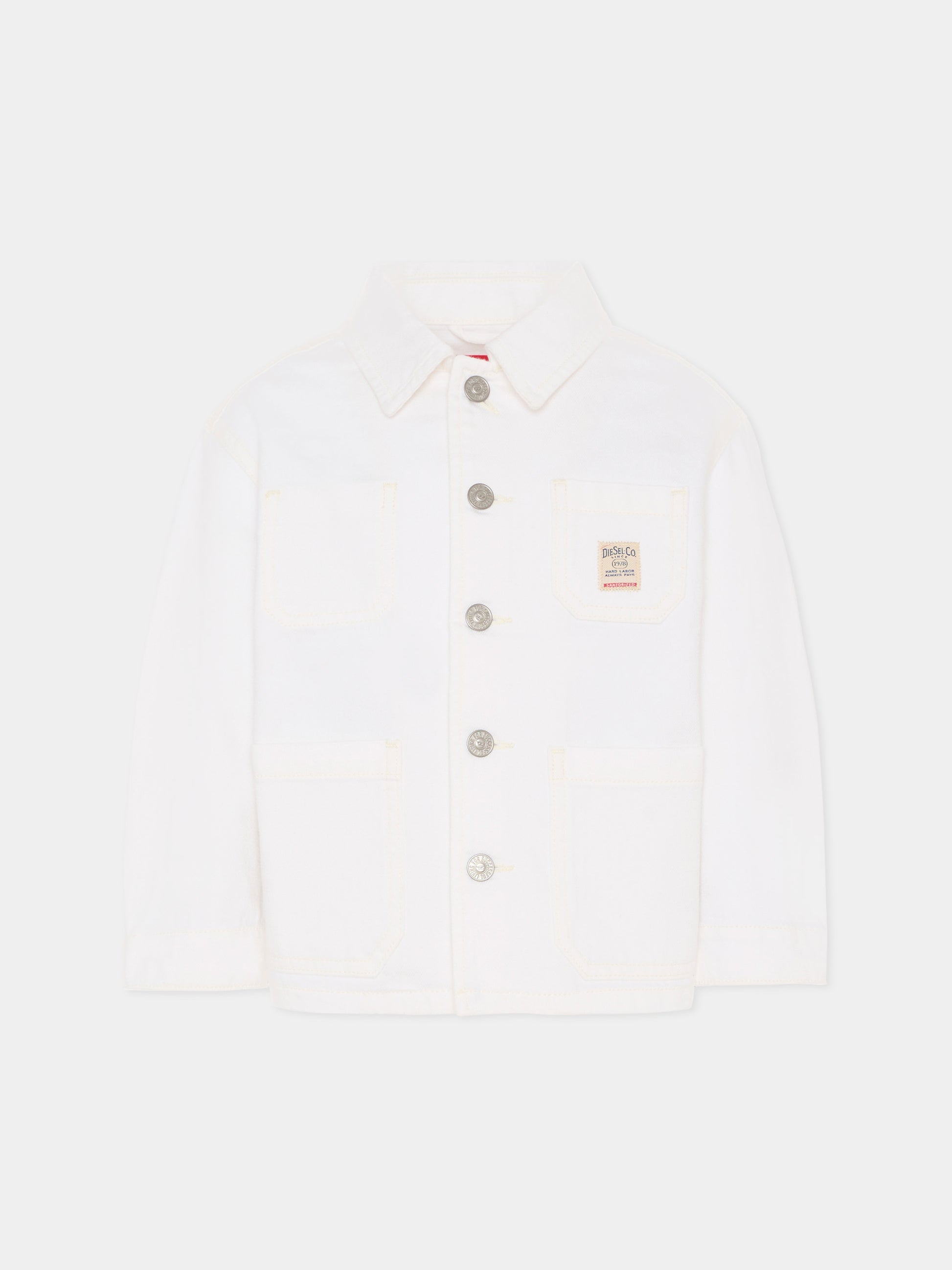 Giubbotto di jeans avorio per bambini con logo,Diesel,J02546 KXBRZ K141