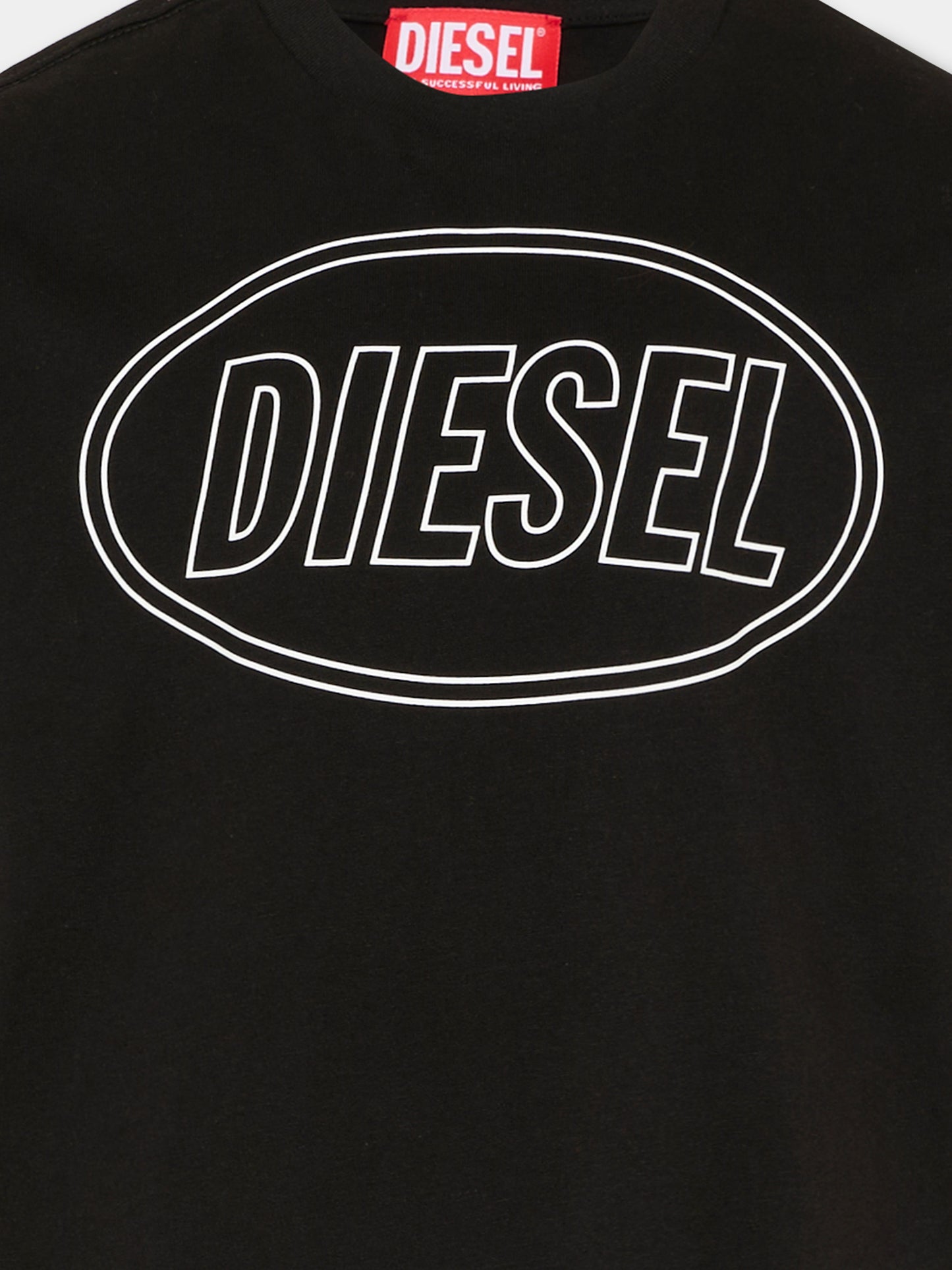 T-shirt nera per bambini con logo,Diesel,J02582 0GRAI K900