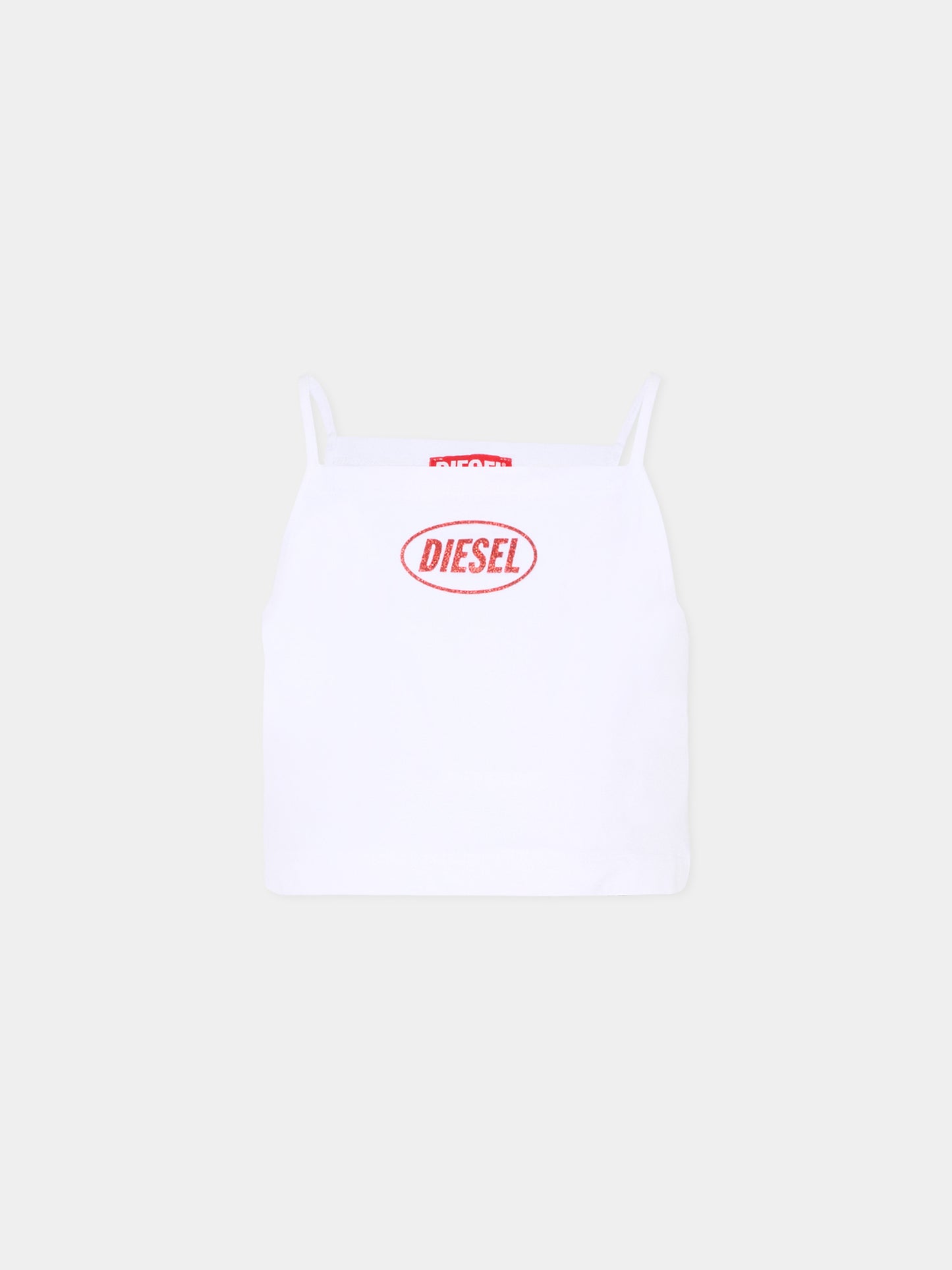 Top bianco per bambina con logo,Diesel,J02584 0GRAI K100
