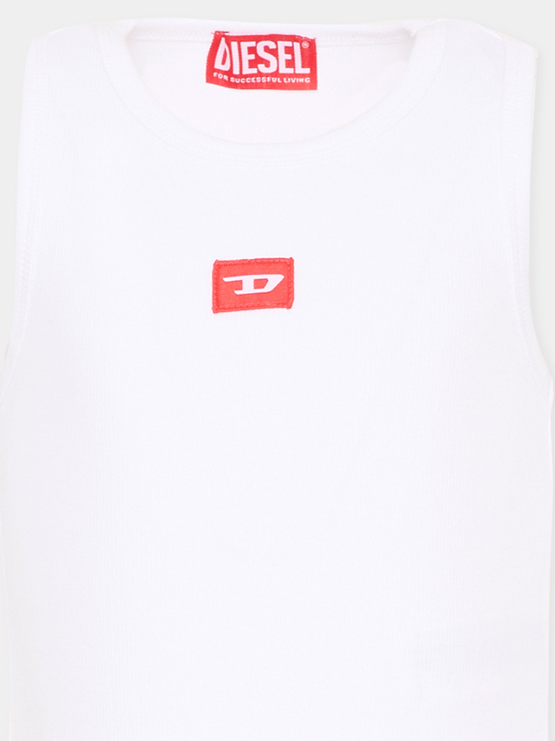 Canotta bianca per bambina con logo,Diesel,J02594 KYAZY K100