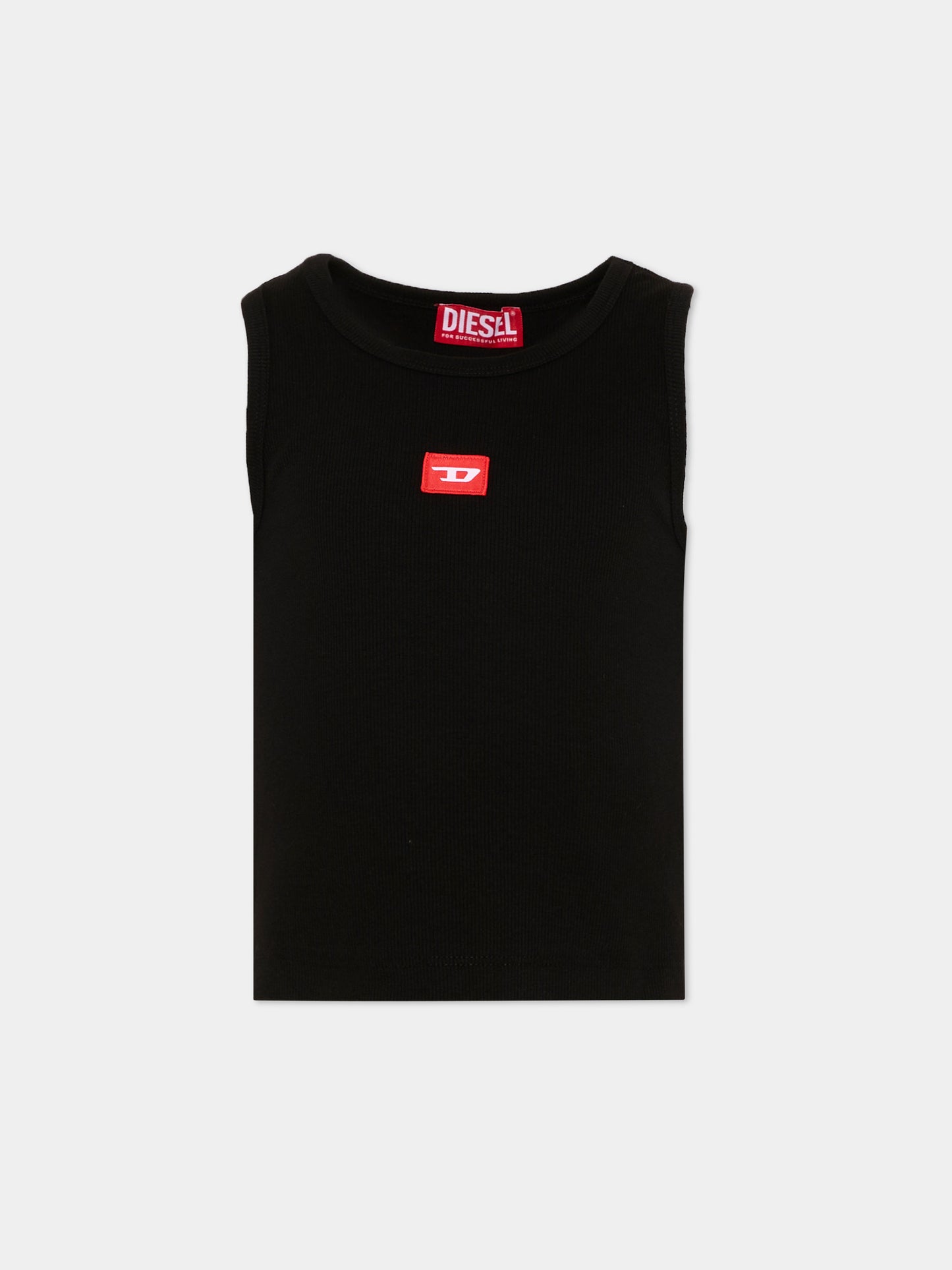 Canotta nera per bambina con logo,Diesel,J02594 KYAZY K900
