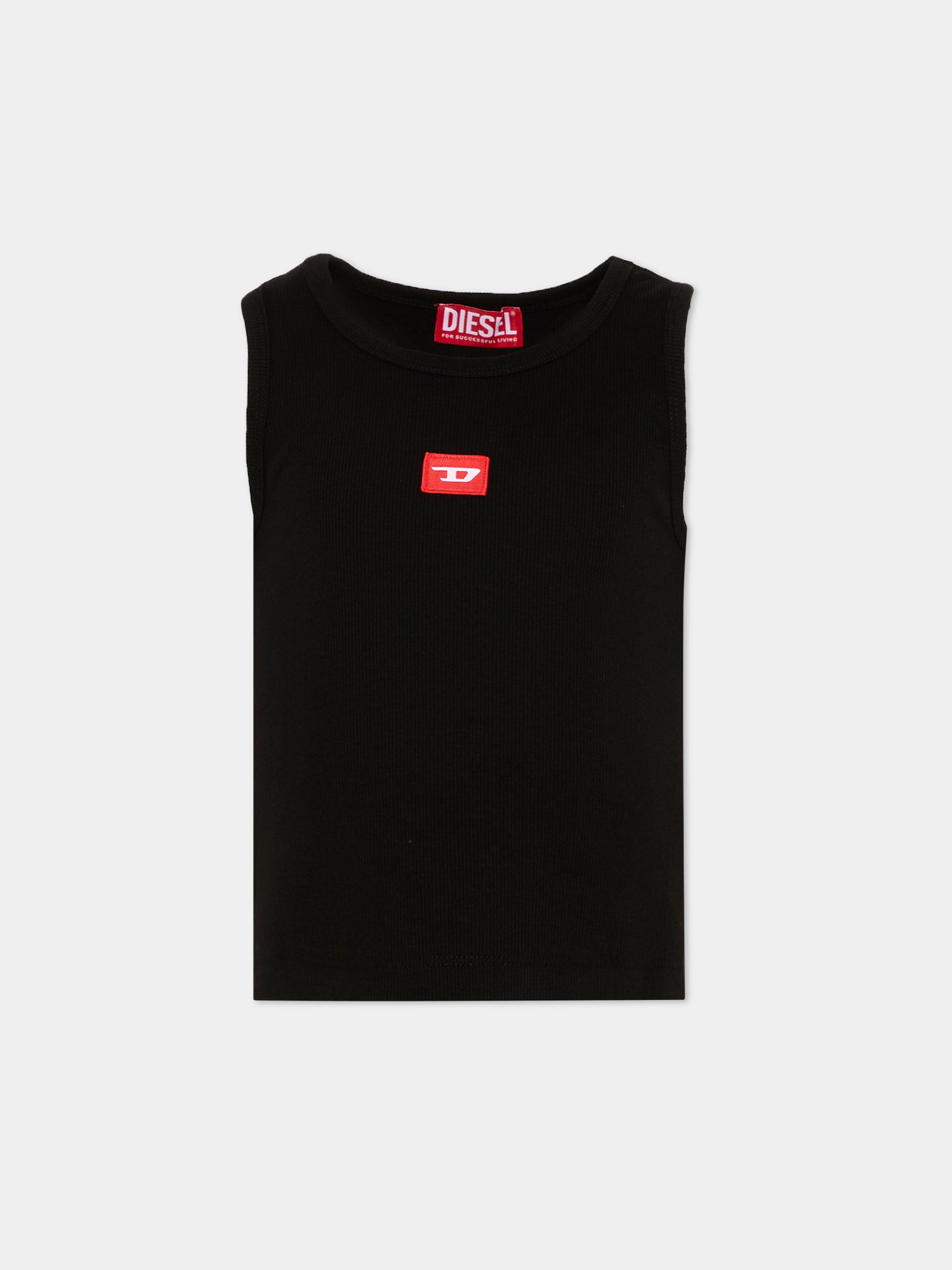 Canotta nera per bambina con logo,Diesel,J02594 KYAZY K900