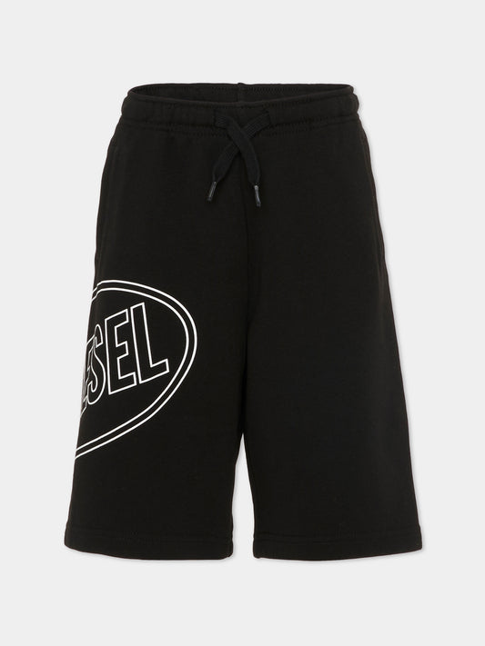 Shorts neri per bambino con logo,Diesel,J02676 0GEAD K900