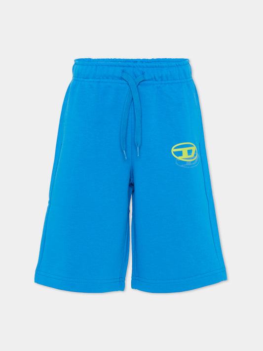 Shorts azzurri per bambino con logo,Diesel,J02683 KYAZ3 K804