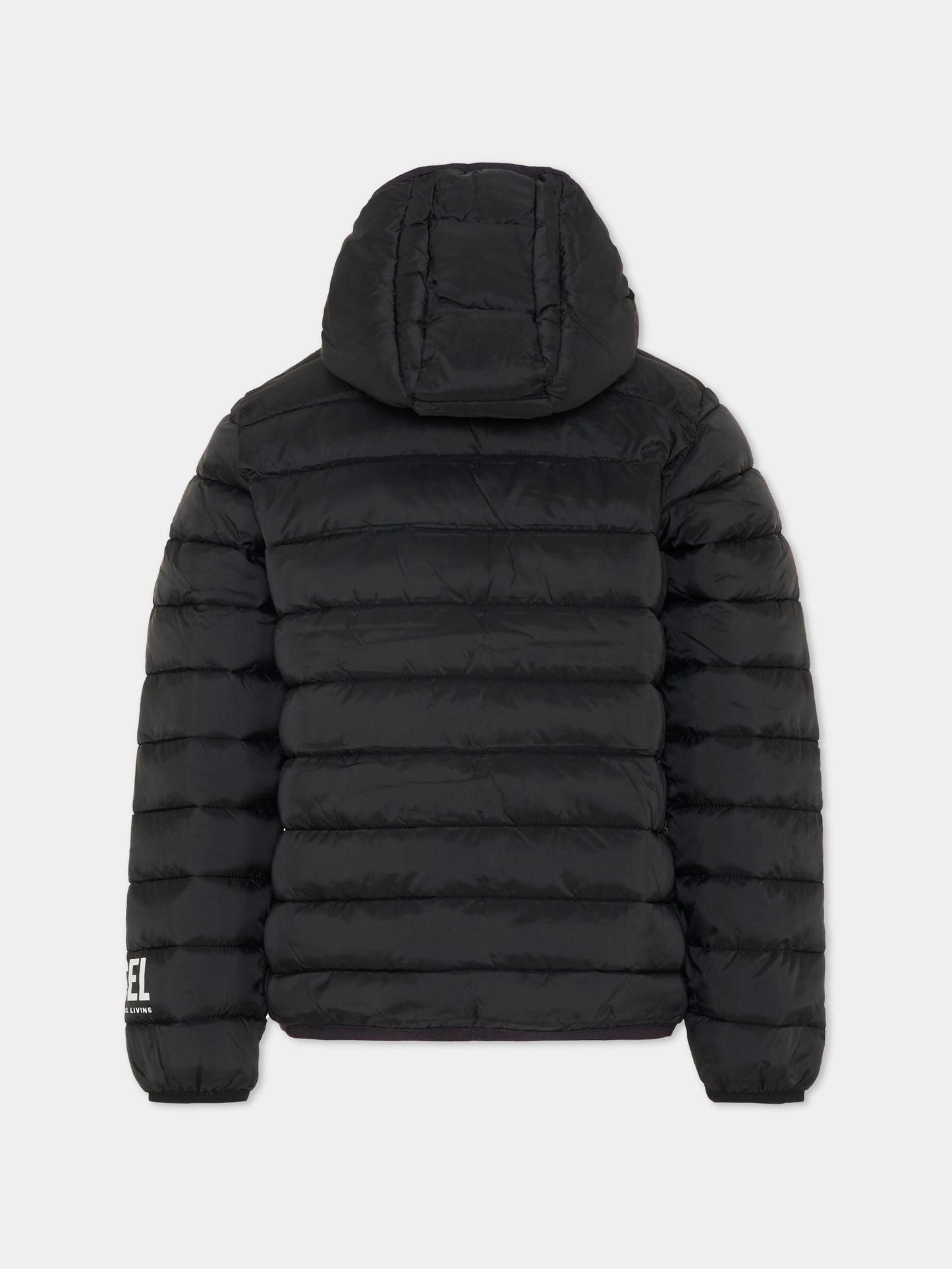 Piumino nero per bambini con logo,Diesel,J02695 KXBT0 K900