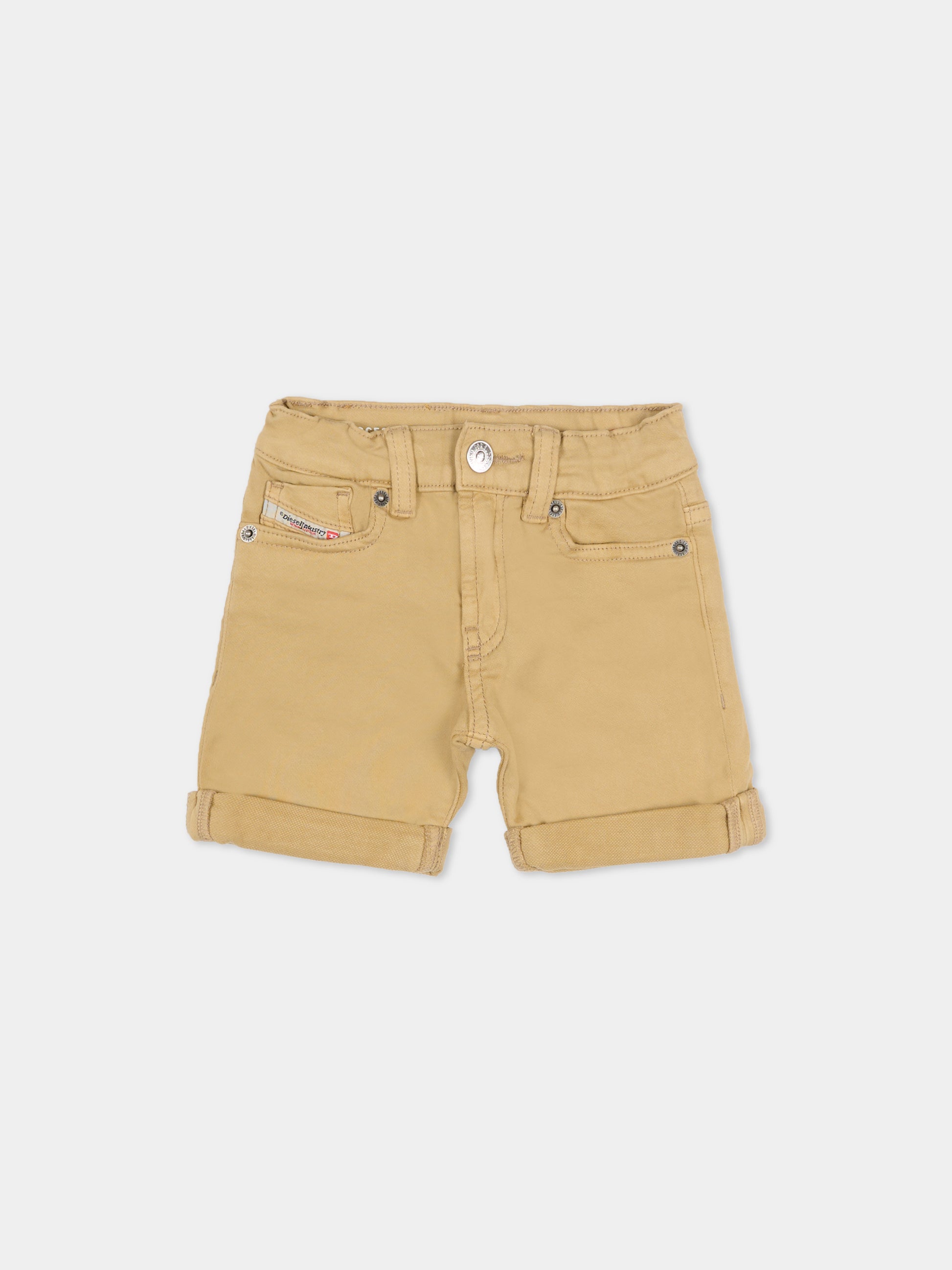 Shorts beige per neonati con logo,Diesel,K00362 KXBR6 K708