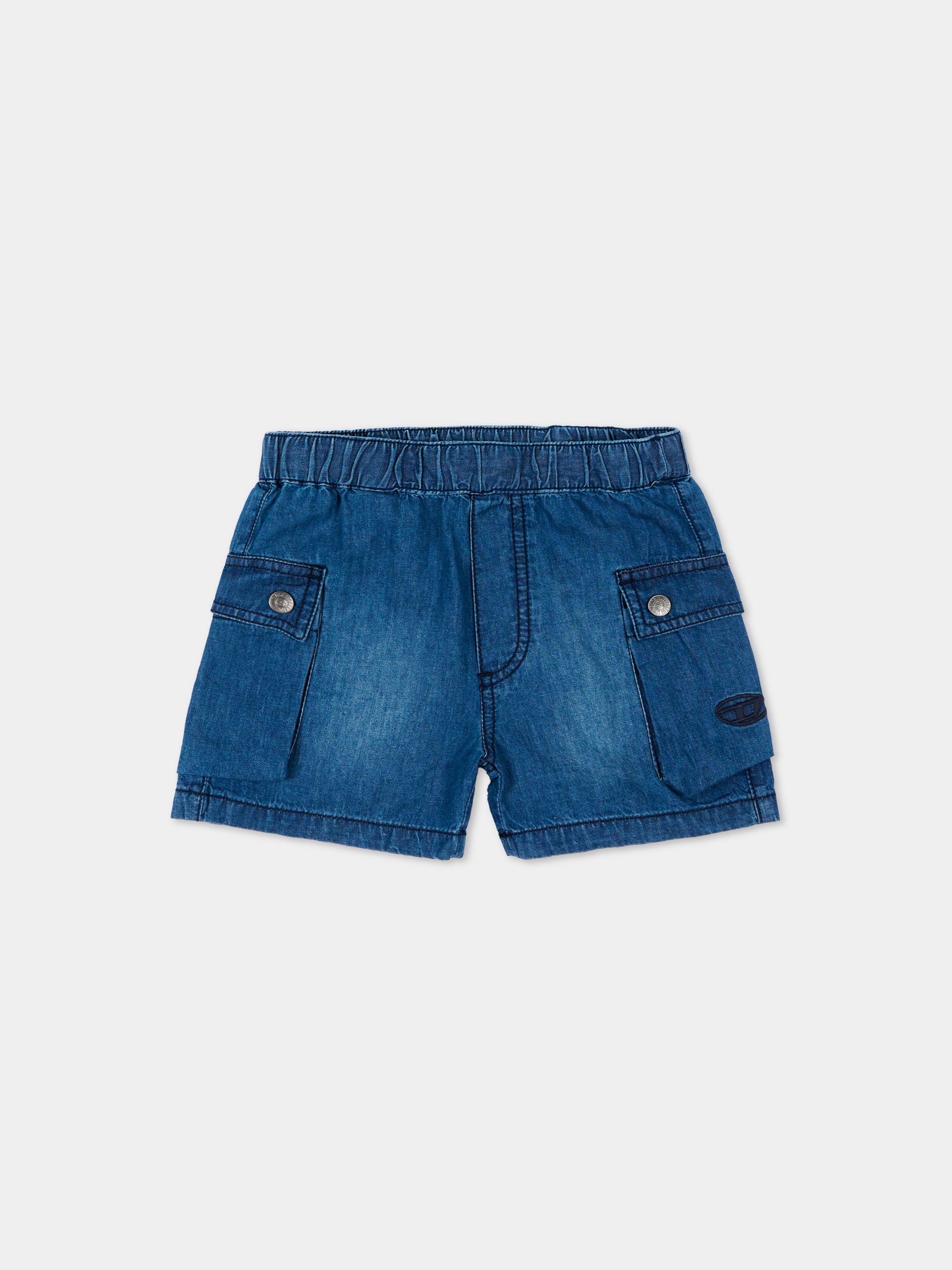 Shorts denim per neonato con logo,Diesel,K00723 KXBRW K01