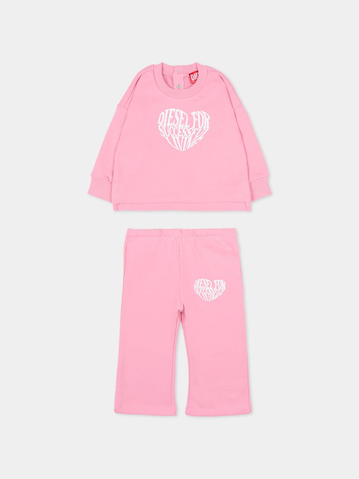 Completo rosa per neonata con logo,Diesel,K00806 KYAVF K309