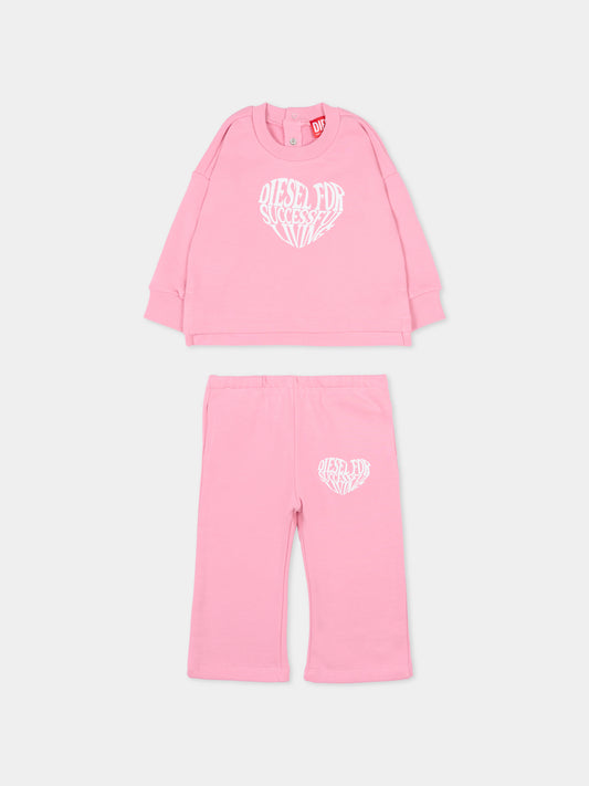 Completo rosa per neonata con logo,Diesel,K00806 KYAVF K309