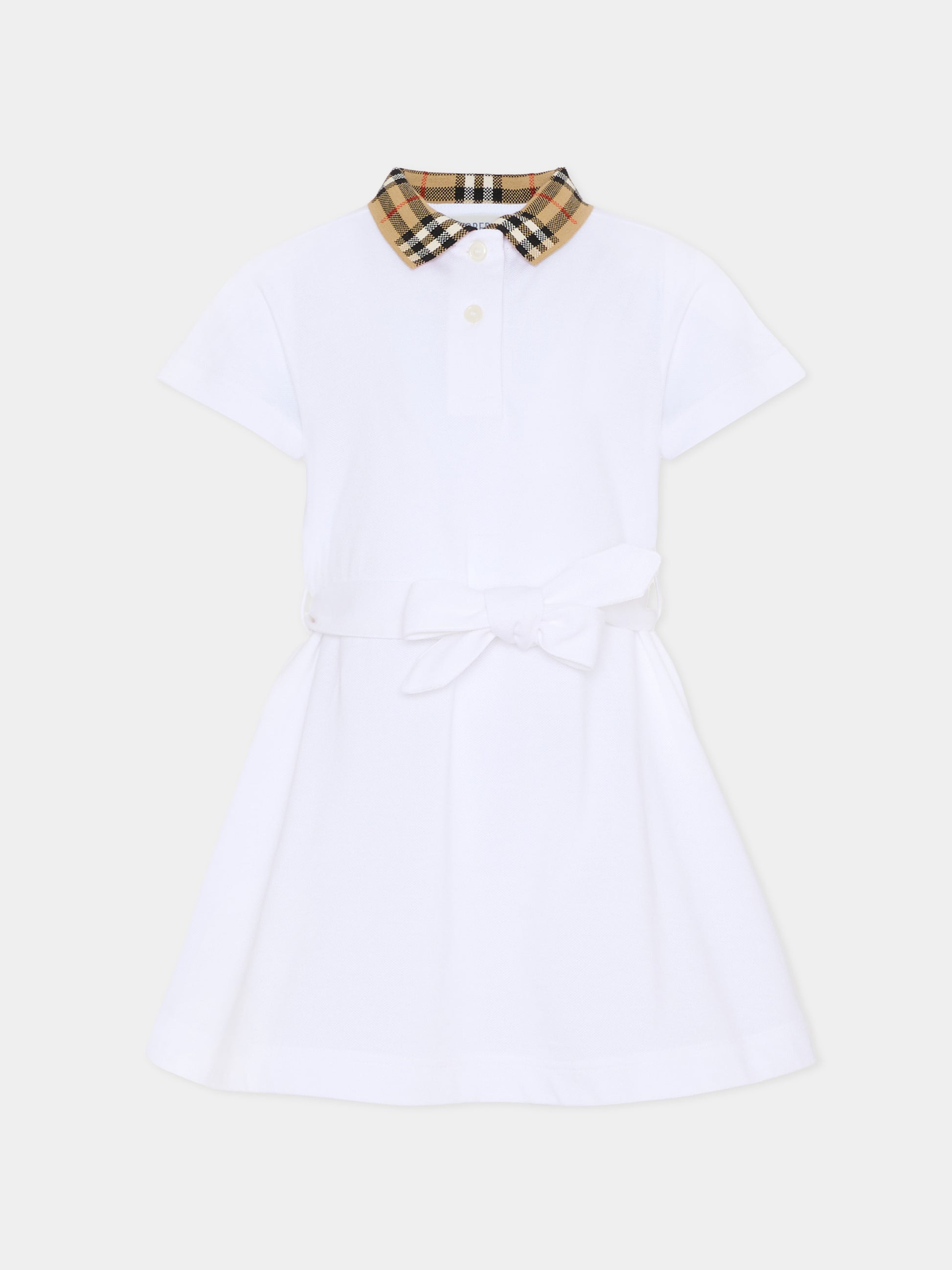 Vestito bianco per bambina con fiocco,Burberry Kids,8105586 A1464