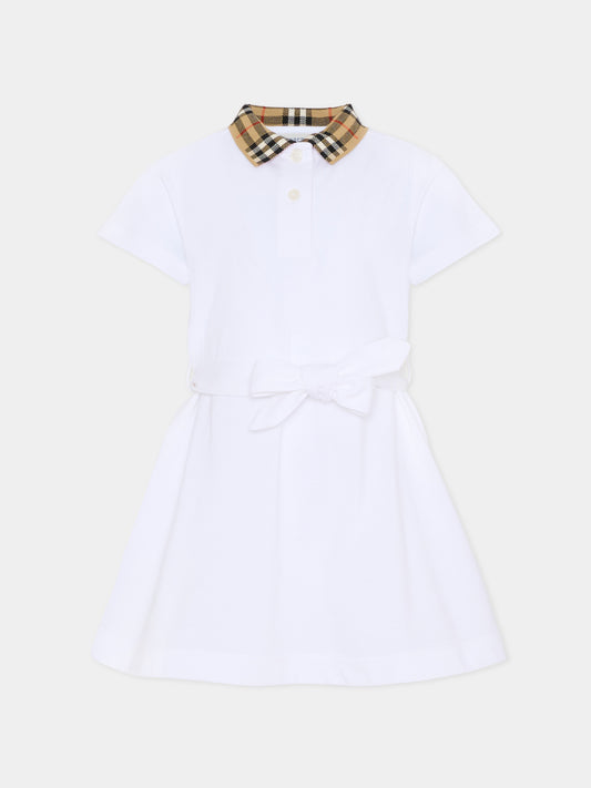 Vestito bianco per bambina con fiocco,Burberry Kids,8105586 A1464
