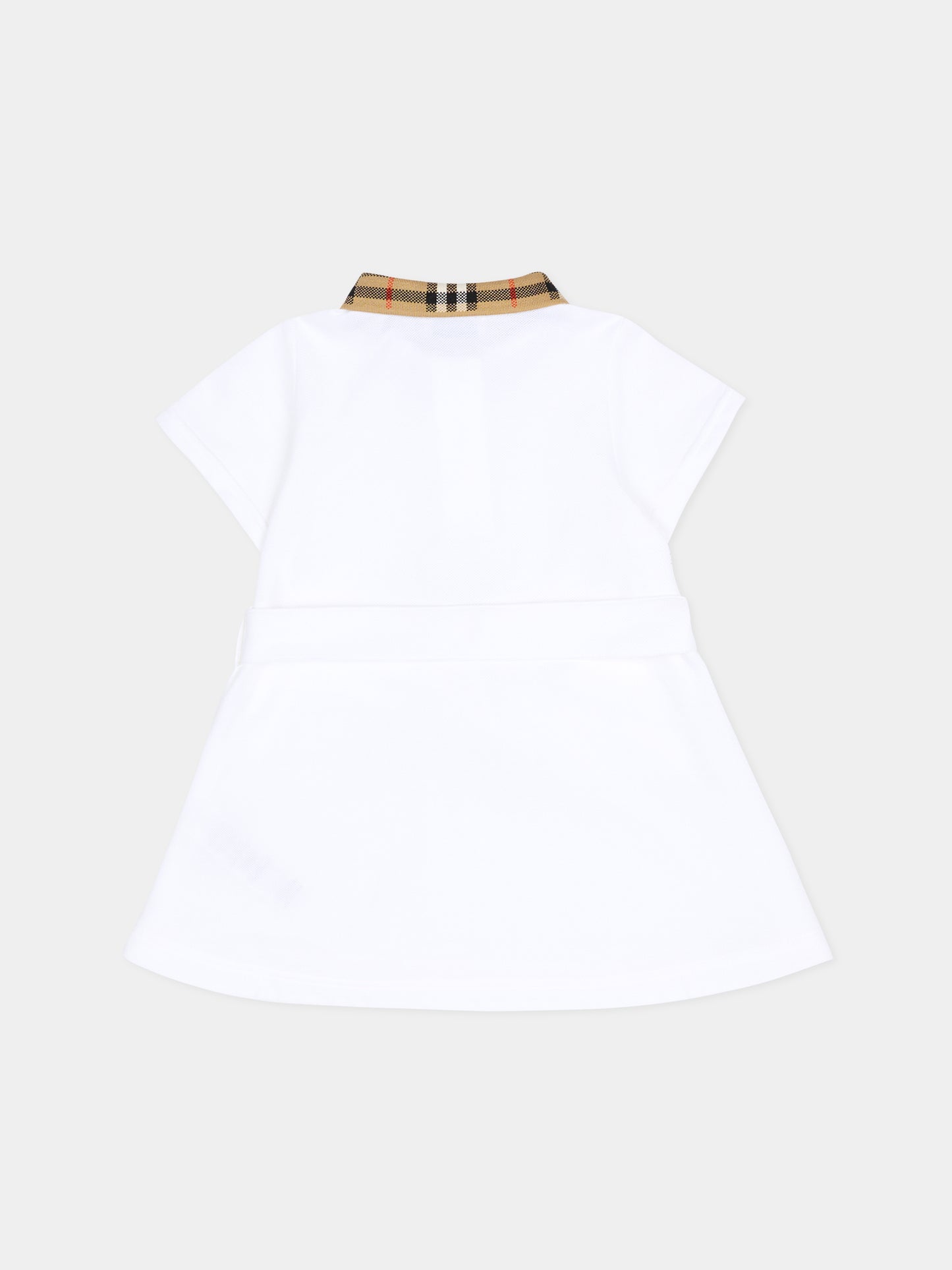 Vestito bianco per neonata con fiocco,Burberry Kids,8105590 A1464