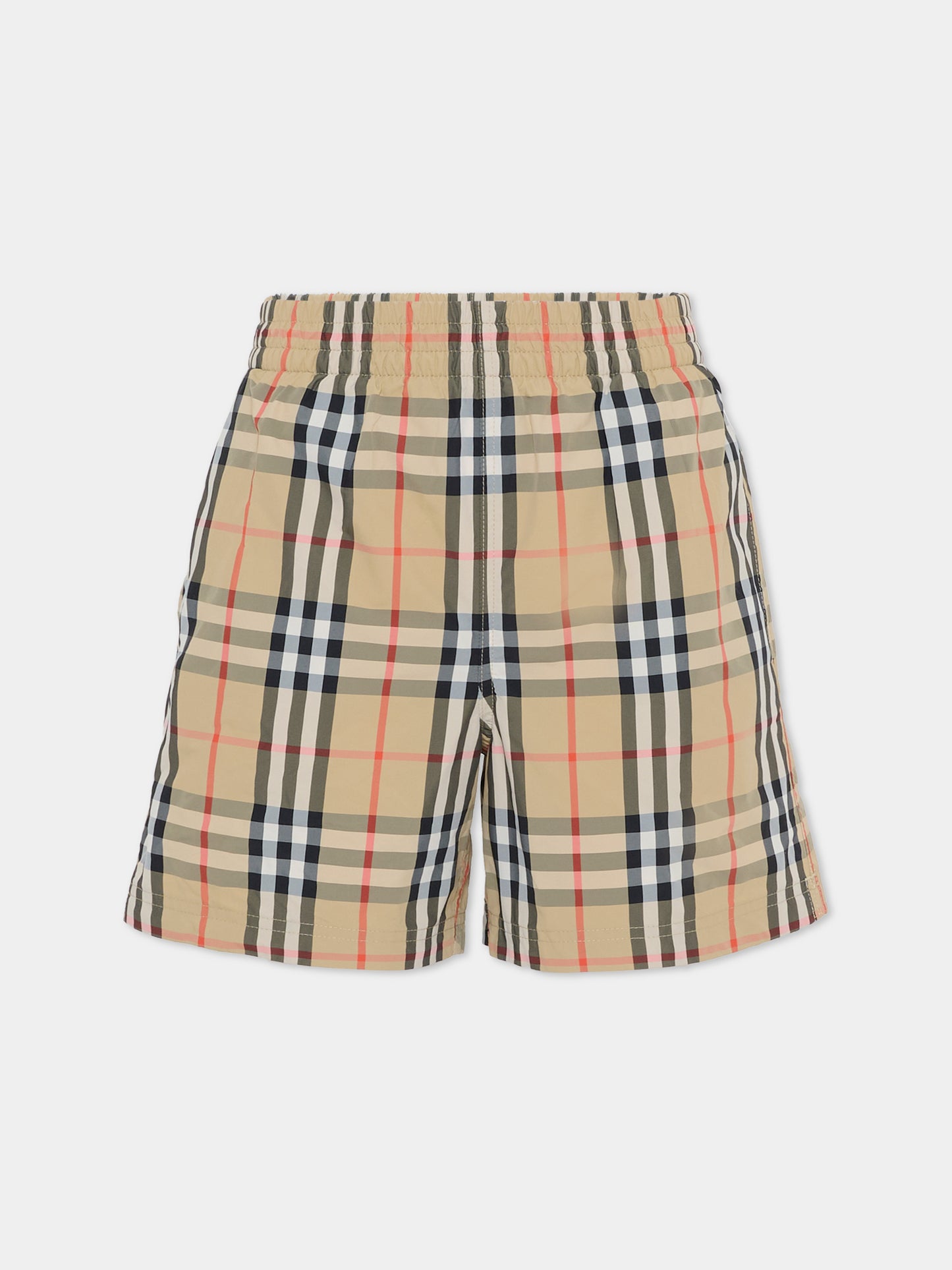 Boxer mare beige per bambino con check vintage,Burberry Kids,8117147 B9368