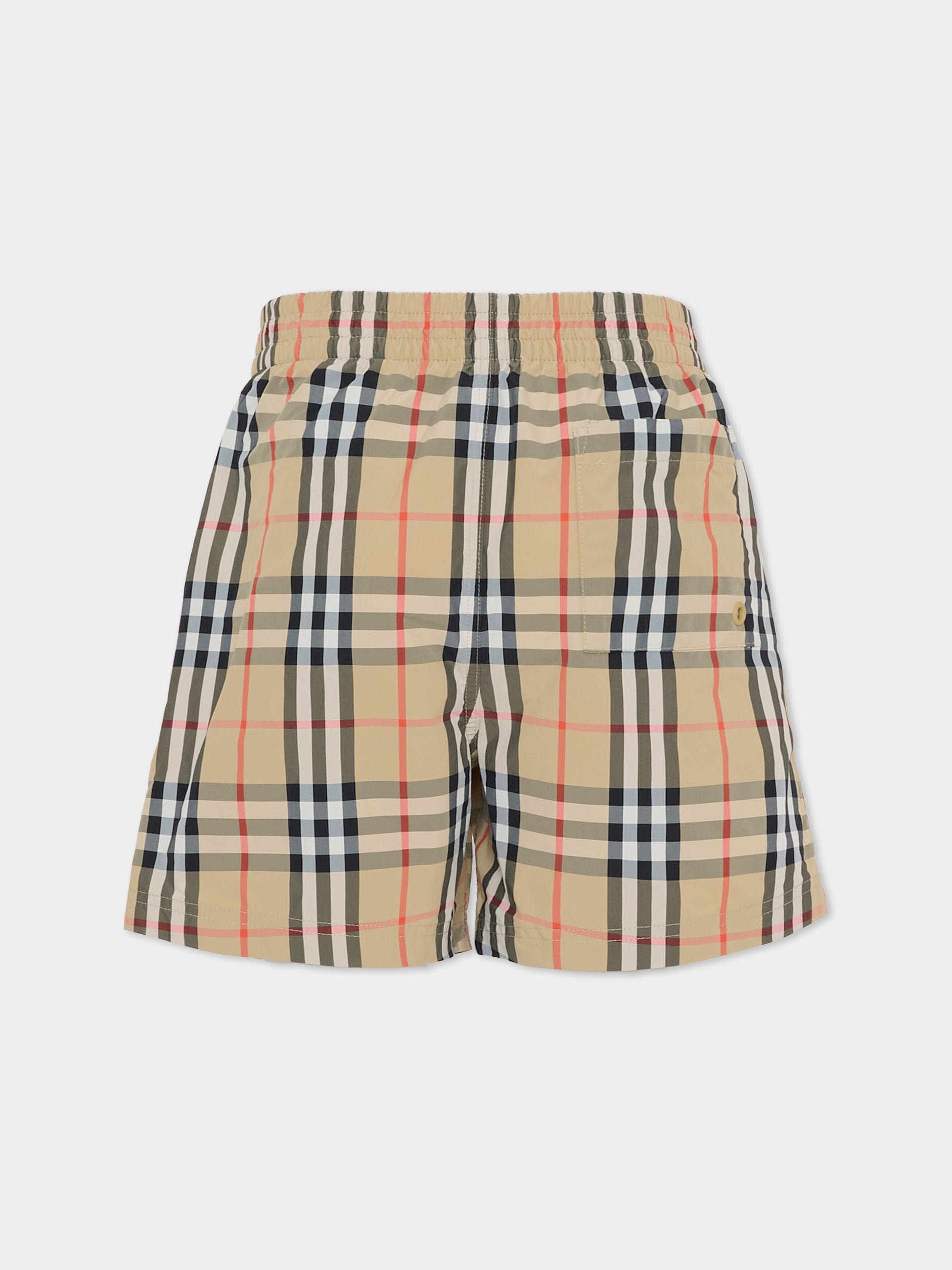 Boxer mare beige per bambino con check vintage,Burberry Kids,8117147 B9368