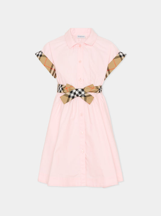 Vestito rosa per bambina con check vintage,Burberry Kids,8117379 A1439