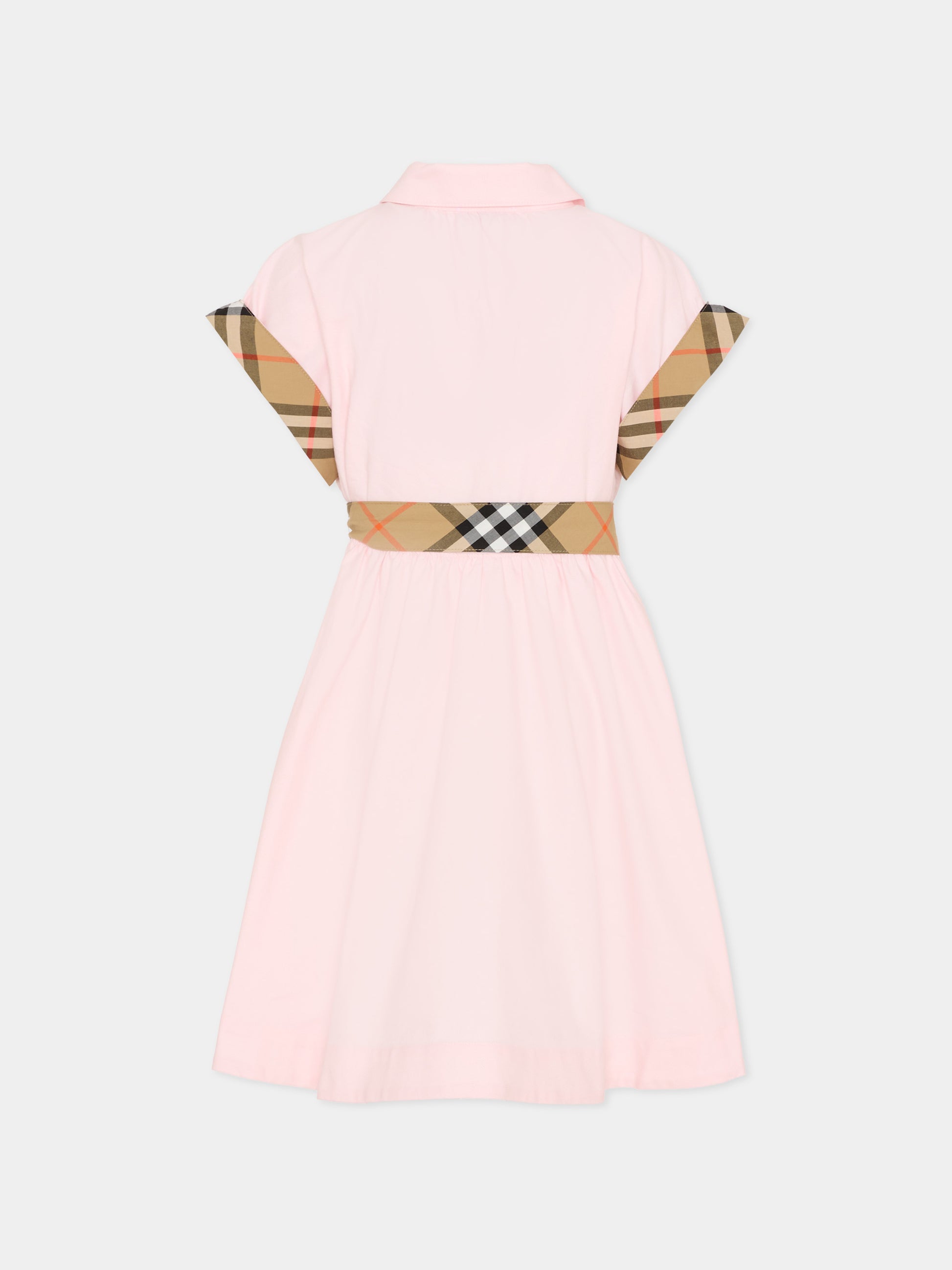Vestito rosa per bambina con check vintage,Burberry Kids,8117379 A1439