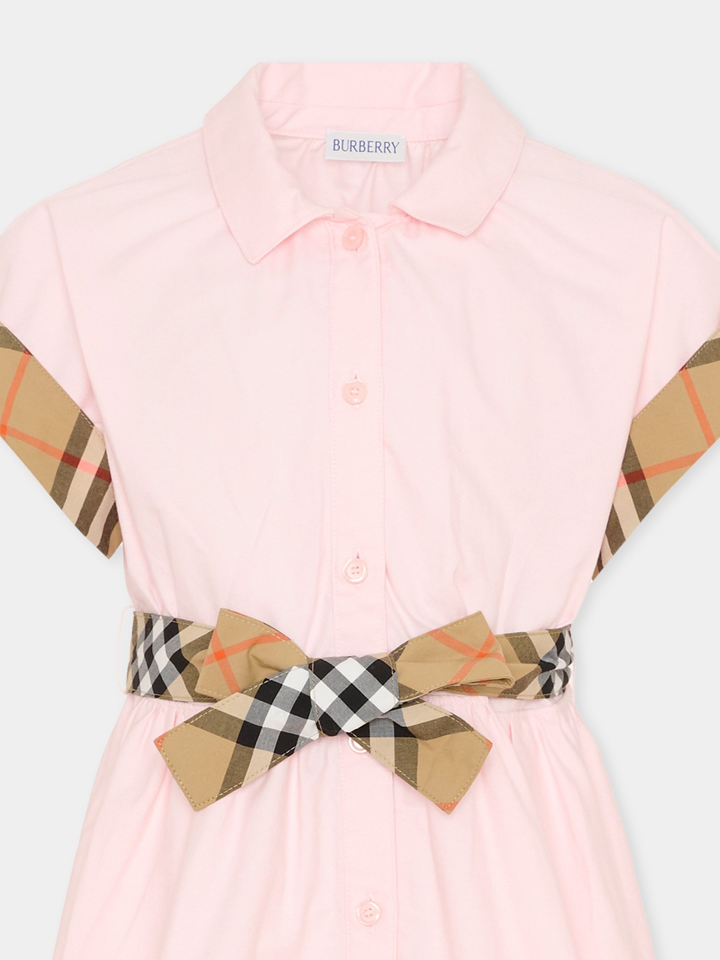 Vestito rosa per bambina con check vintage,Burberry Kids,8117379 A1439