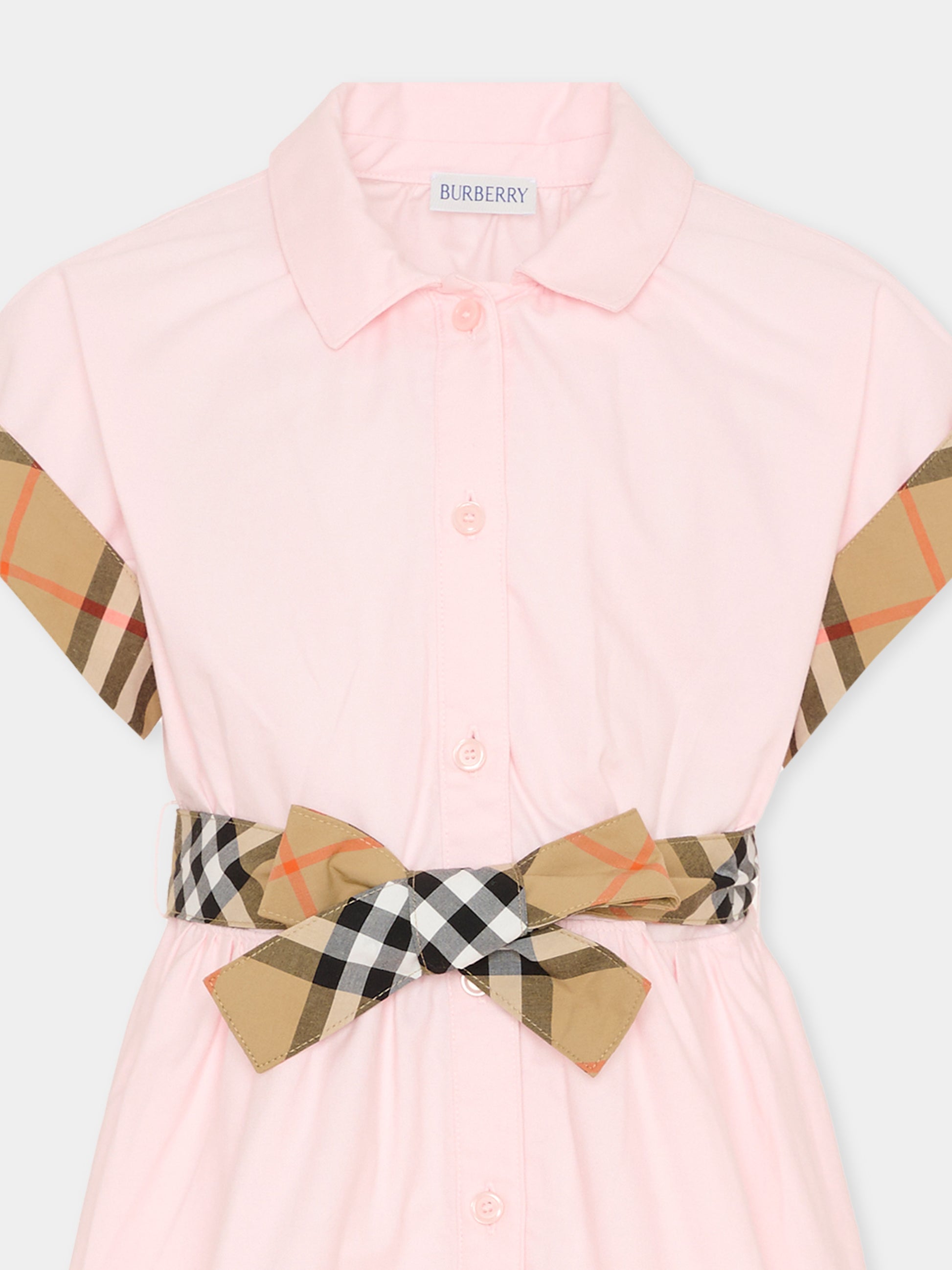 Vestito rosa per bambina con check vintage,Burberry Kids,8117379 A1439