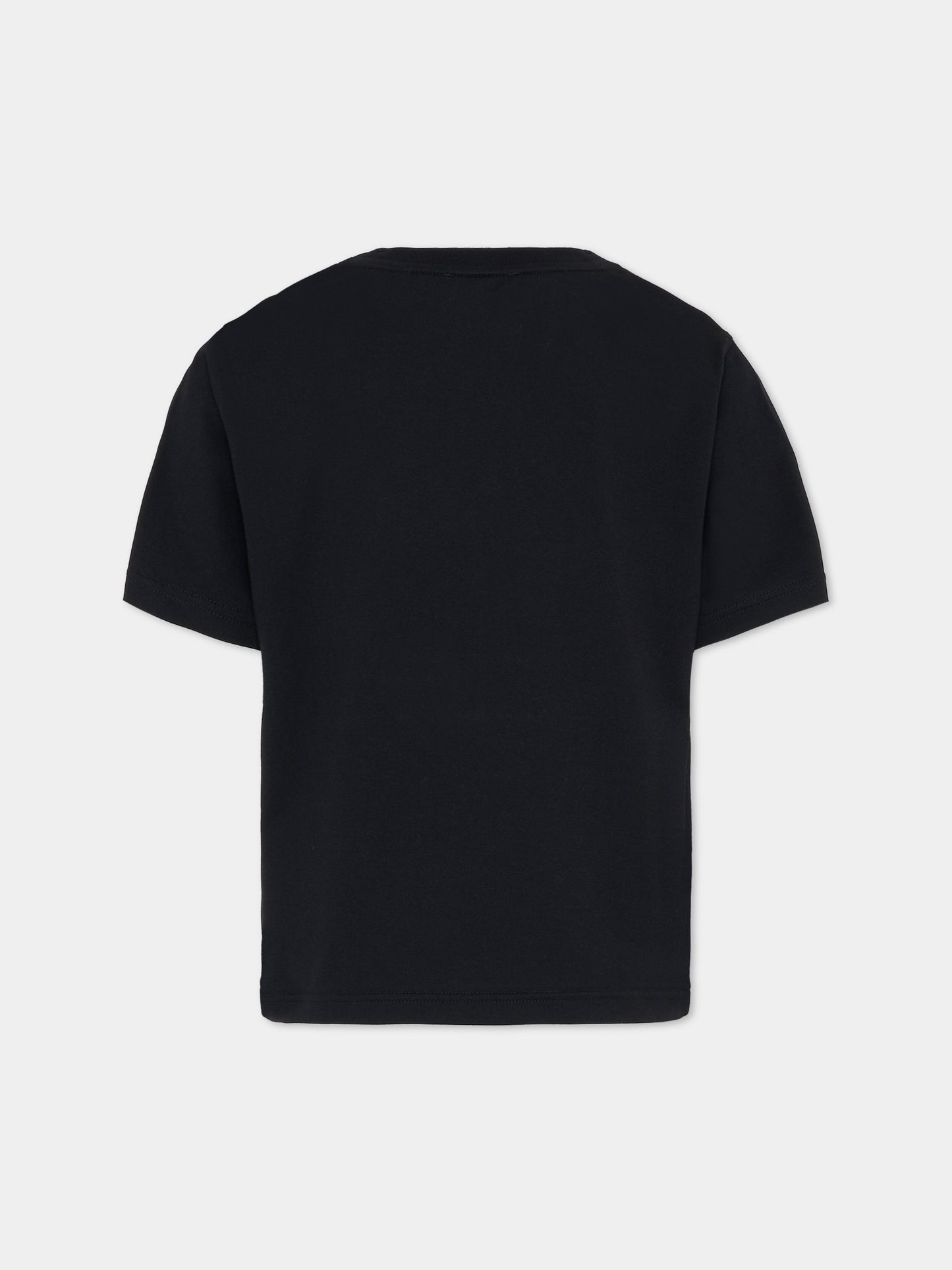 T-shirt nera per bambini con cavaliere equestre,Burberry Kids,8117292 A1189