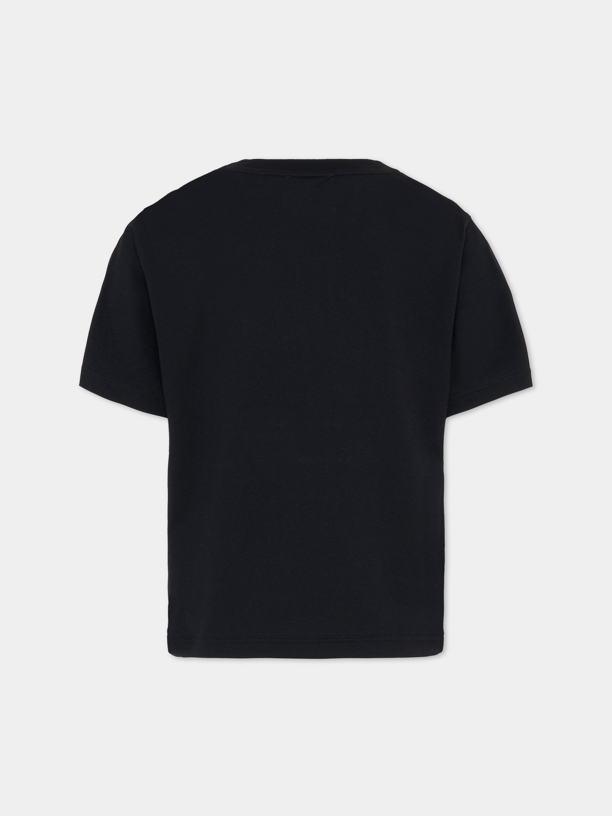 T-shirt nera per bambini con cavaliere equestre,Burberry Kids,8117292 A1189