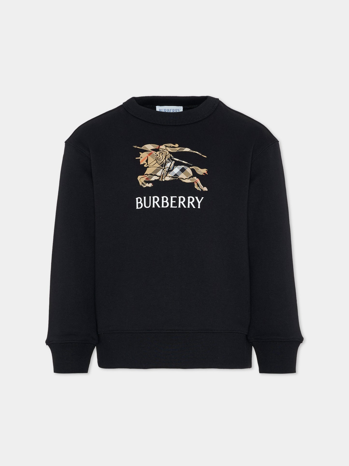 Felpa nera per bambini con cavaliere equestre,Burberry Kids,8117293 A1189