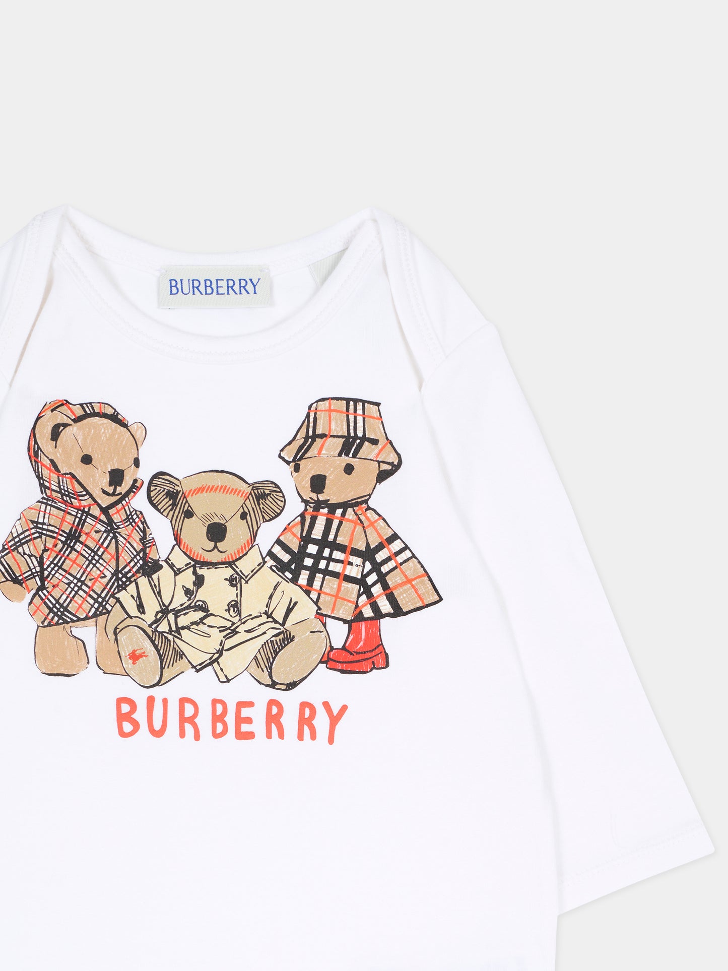 Tutina bianca per neonati con orsetto Thomas e I suoi amici,Burberry Kids,8119458 A1464
