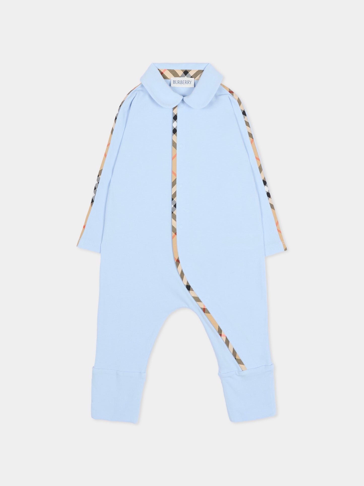 Light blue babygrow set for baby boy with vintage check