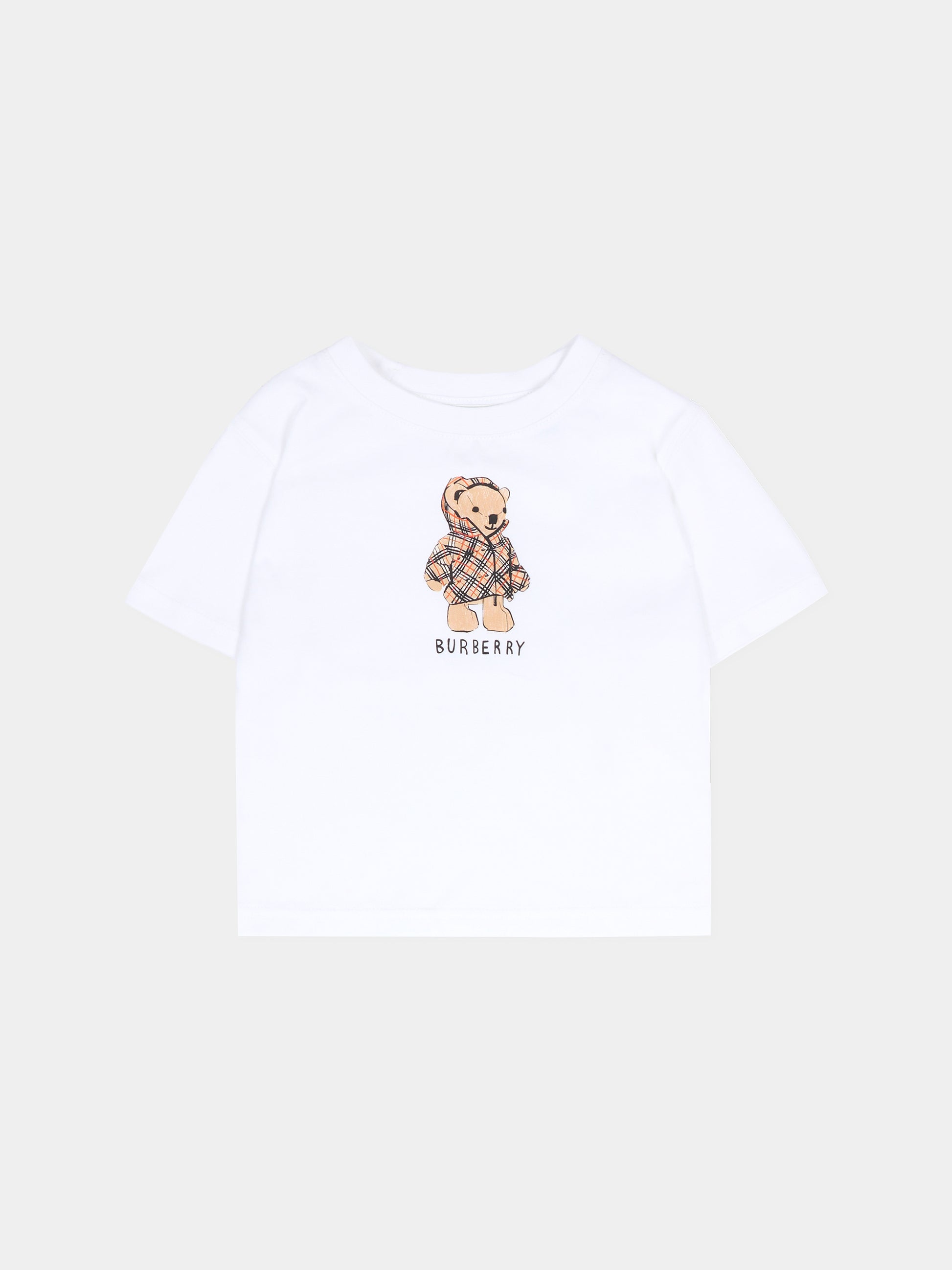 T-shirt bianca per neonati con orsetto Thomas,Burberry Kids,8121198 A1464