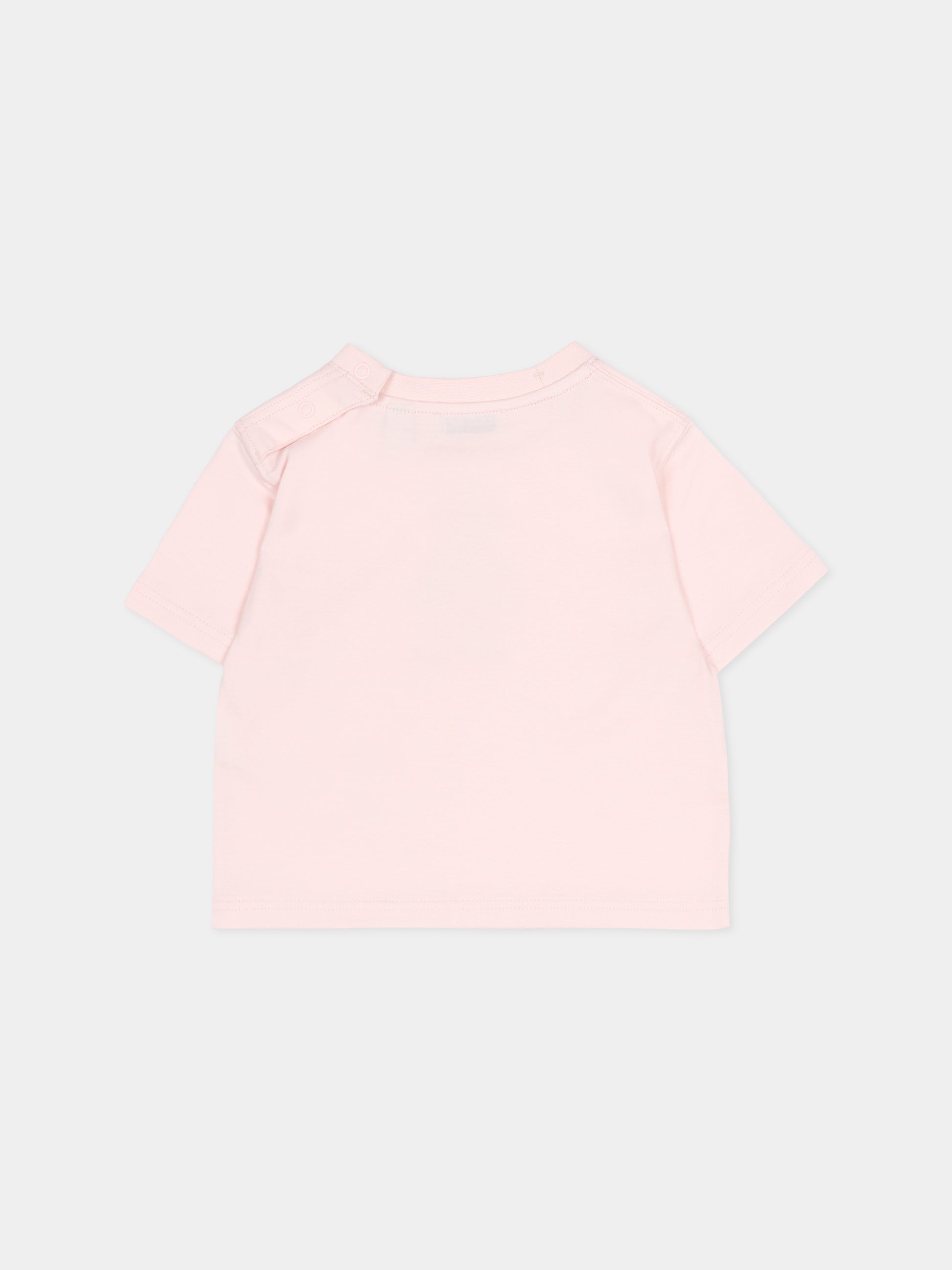 T-shirt rosa per neonata con orsetto Thomas,Burberry Kids,8121207 A1439