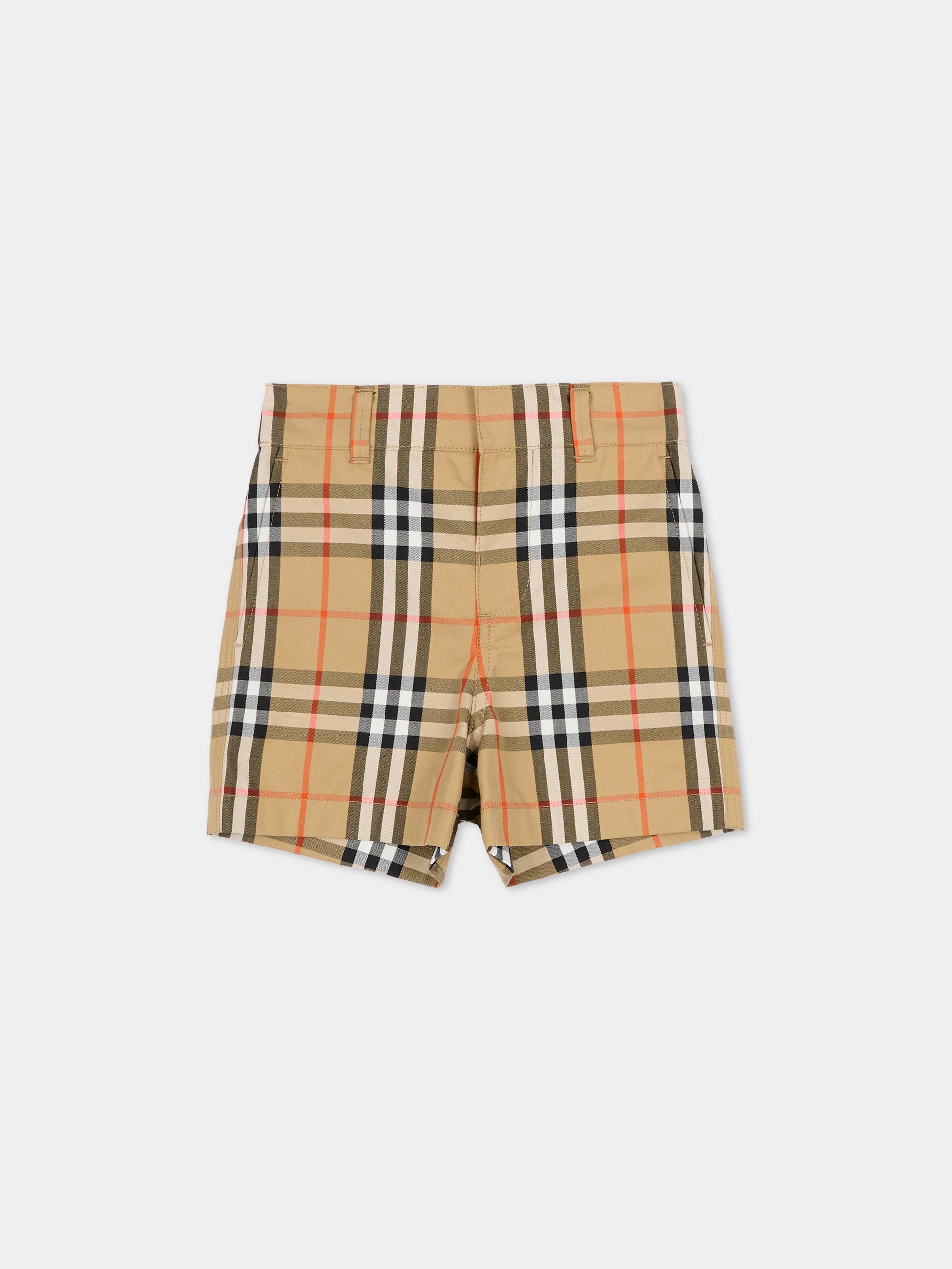 Shorts beige per neonati con check vintage,Burberry Kids,8121238 B9368