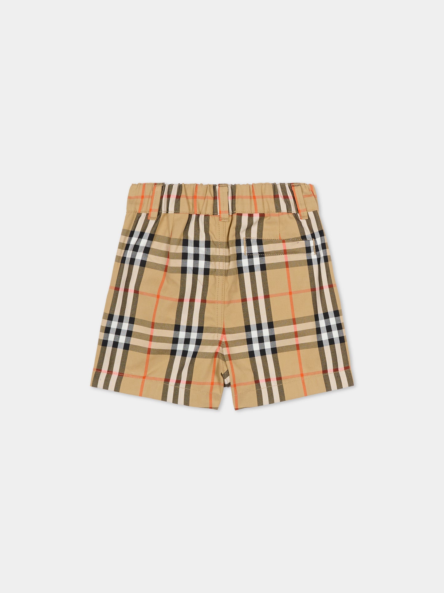 Shorts beige per neonati con check vintage,Burberry Kids,8121238 B9368