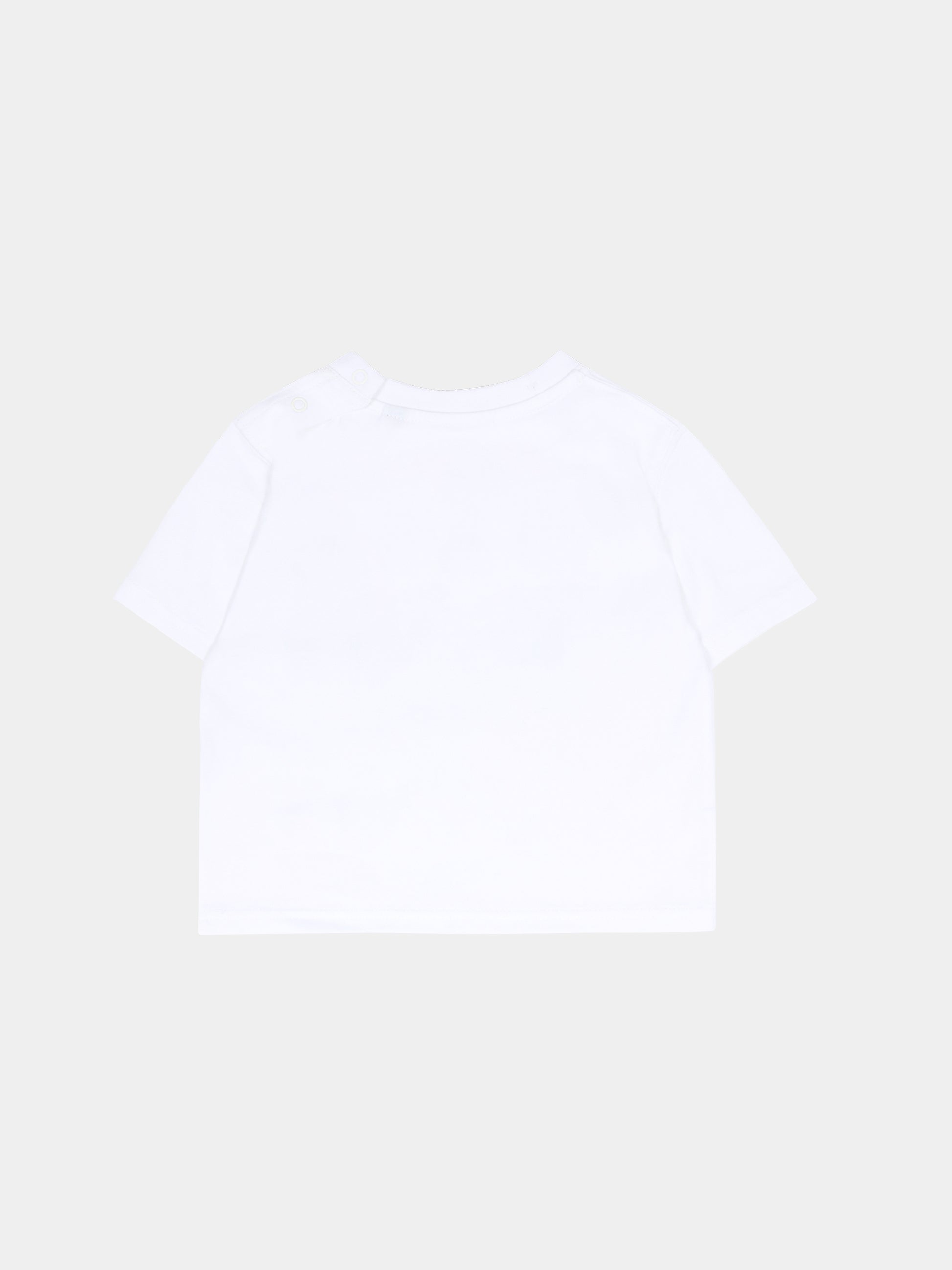 T-shirt bianca per neonati con cavaliere equestre multicolor,Burberry Kids,8121196 A1464