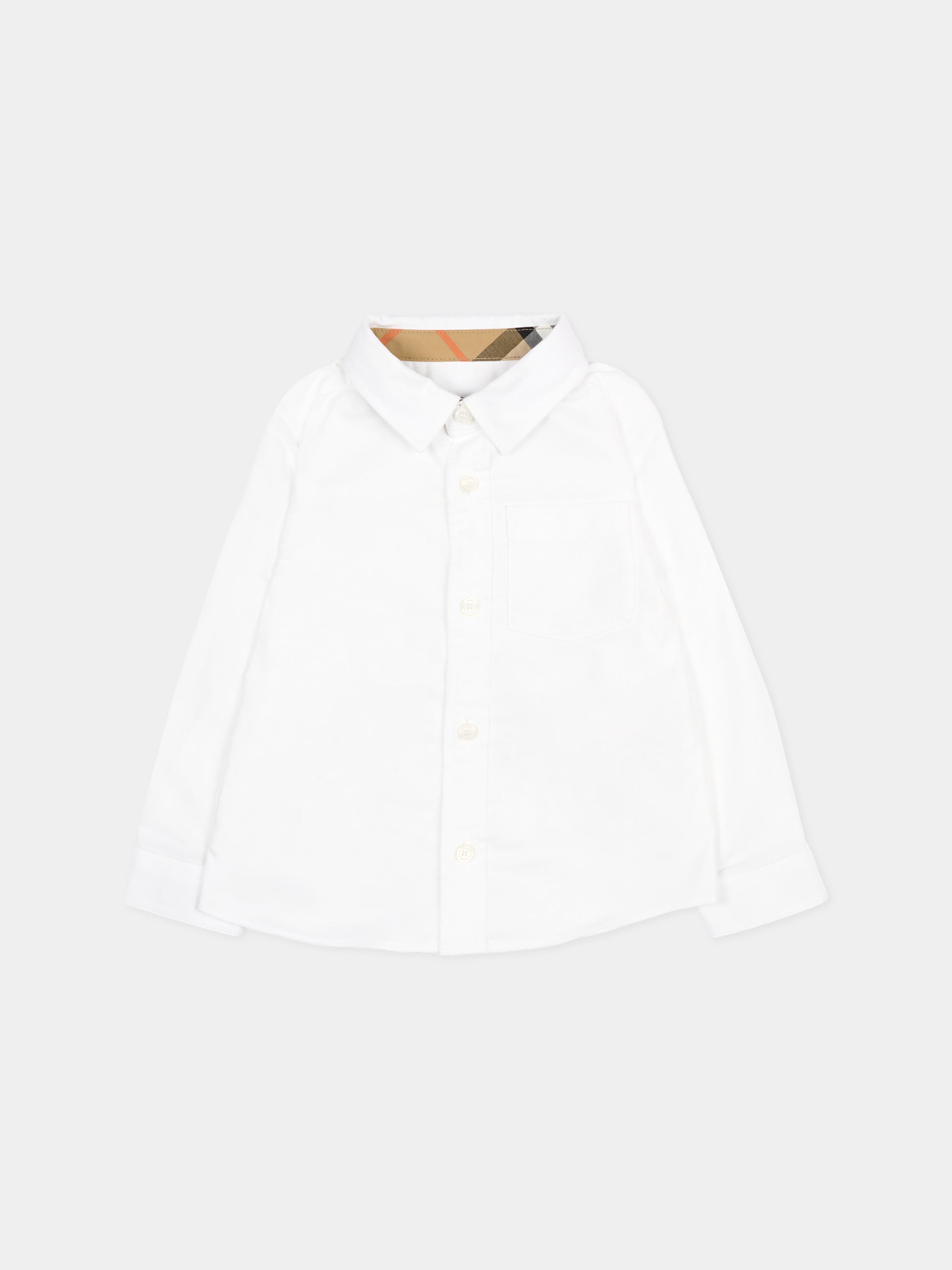Camicia bianca per neonato con check vintage,Burberry Kids,8121251 A1464