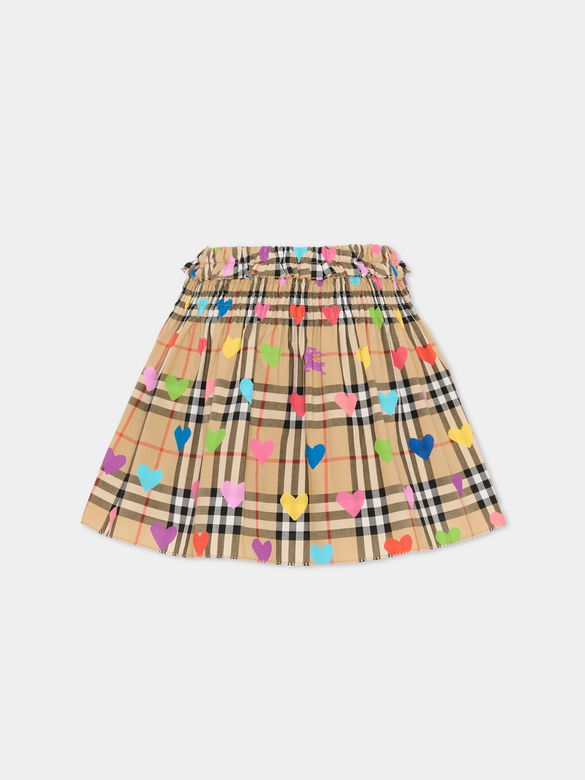 Gonna beige per bambina con cuori,Burberry Kids,8117909 A8972
