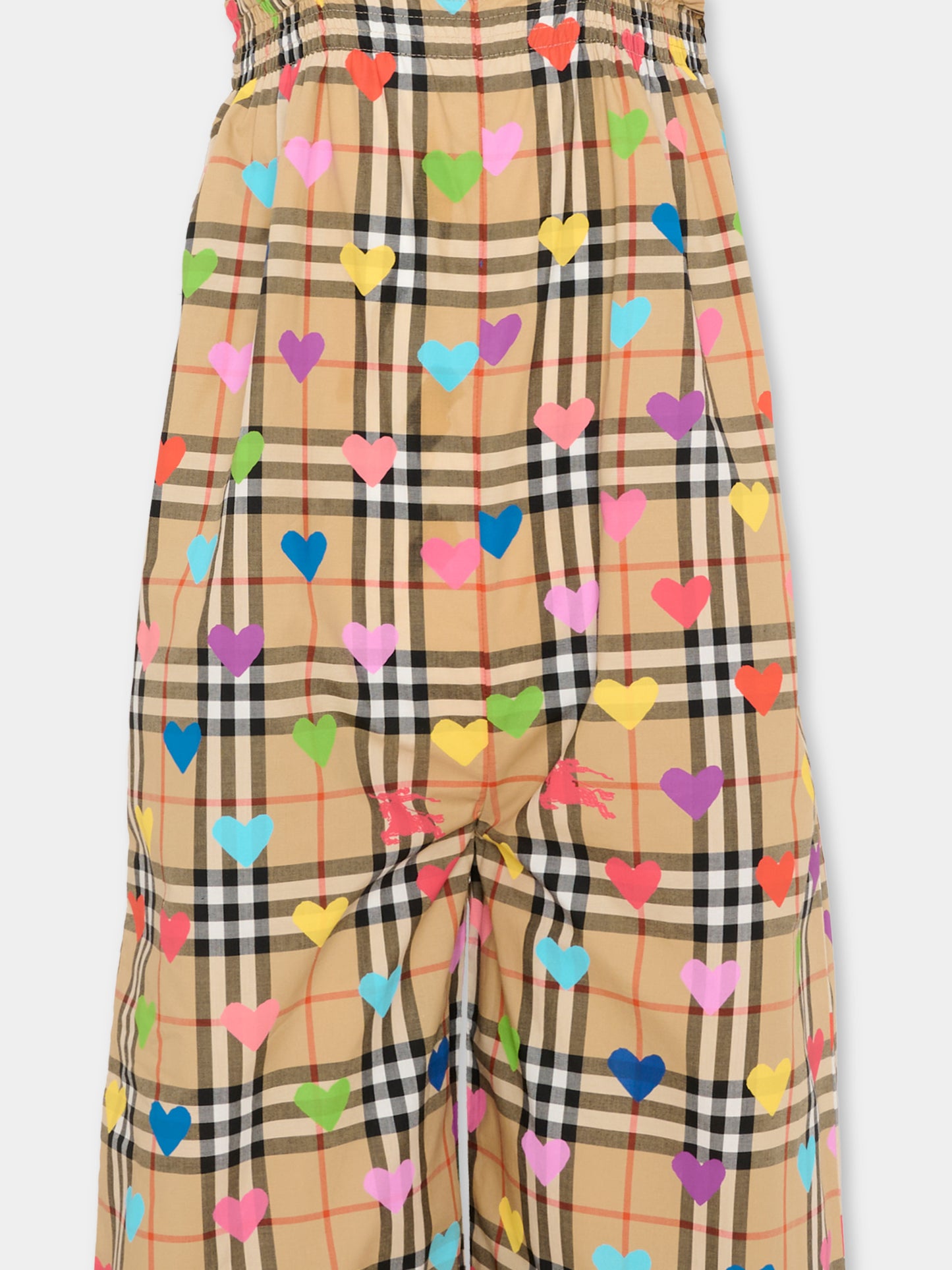 Salopette beige per bambina con cuori,Burberry Kids,8119965 A8972