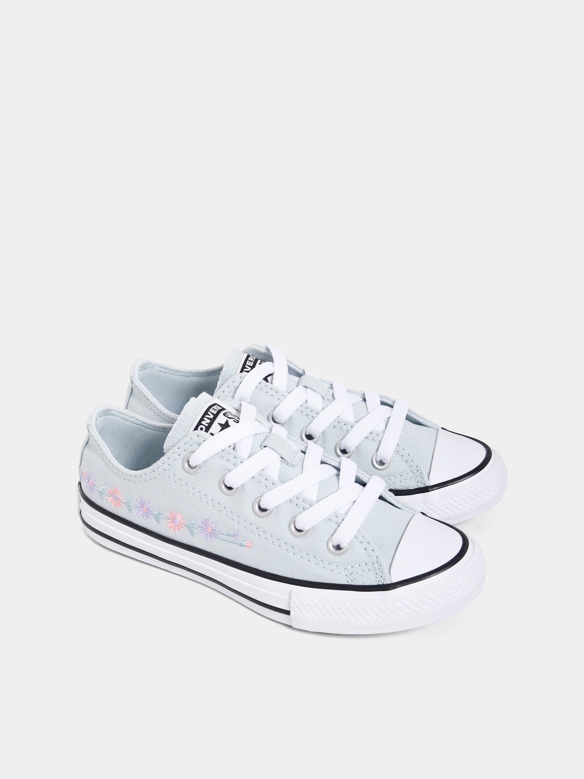 Sneakers Chuck Taylor All Star verdi per bambina con fiori ricamati,Converse,A11776C
