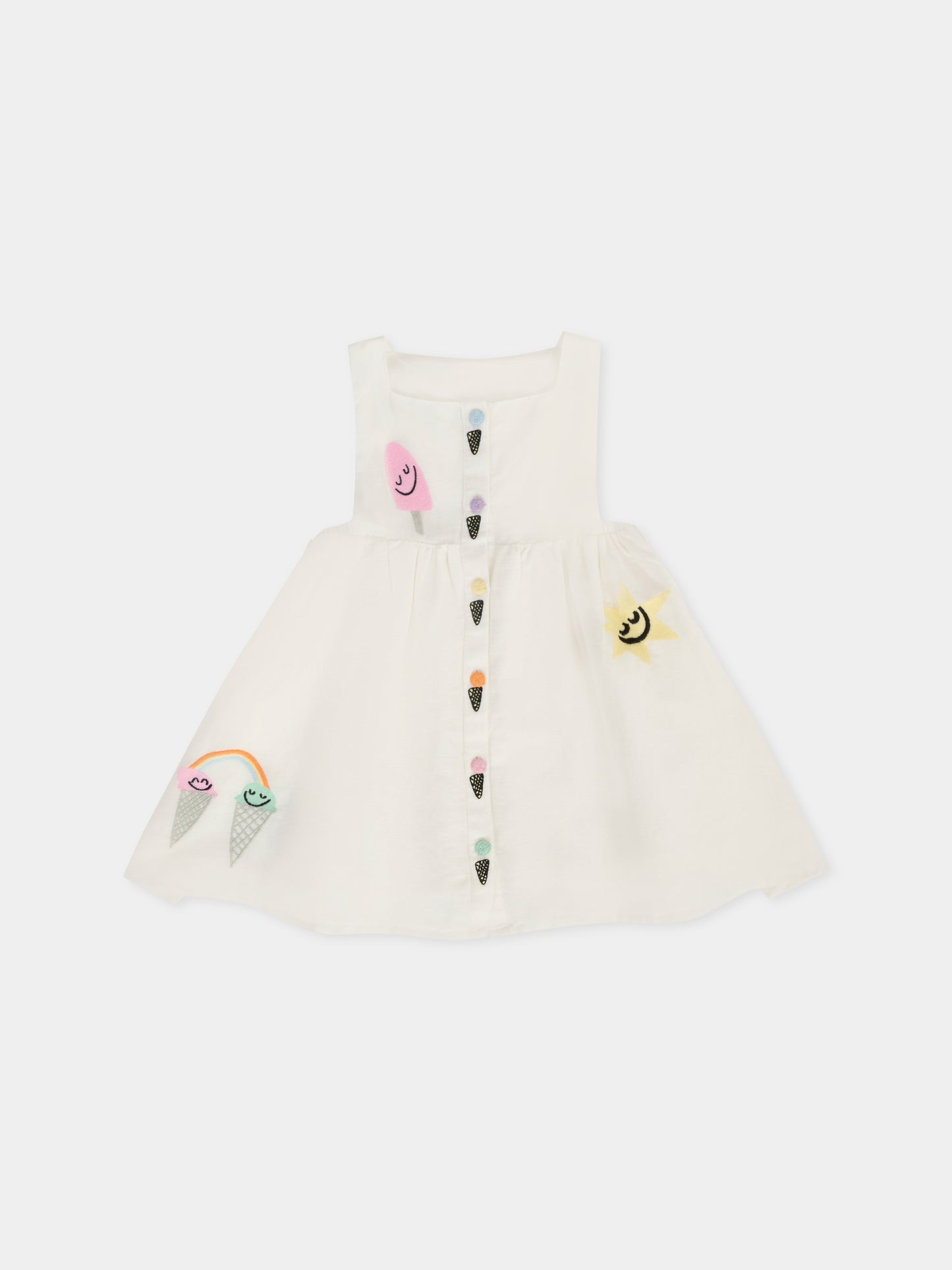 Vestito bianco per neonata con gelati ricamati,Stella Mccartney Kids,TW1182 Z0138 101