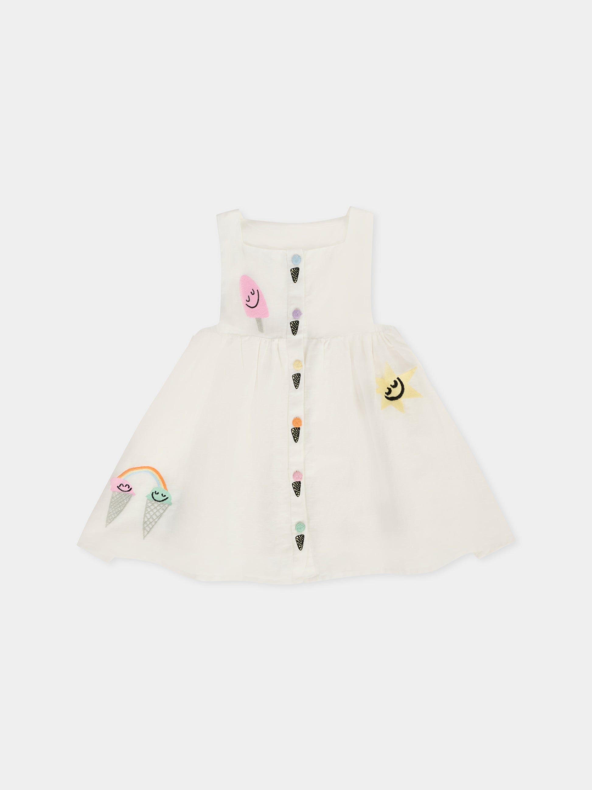 Vestito bianco per neonata con gelati ricamati,Stella Mccartney Kids,TW1182 Z0138 101