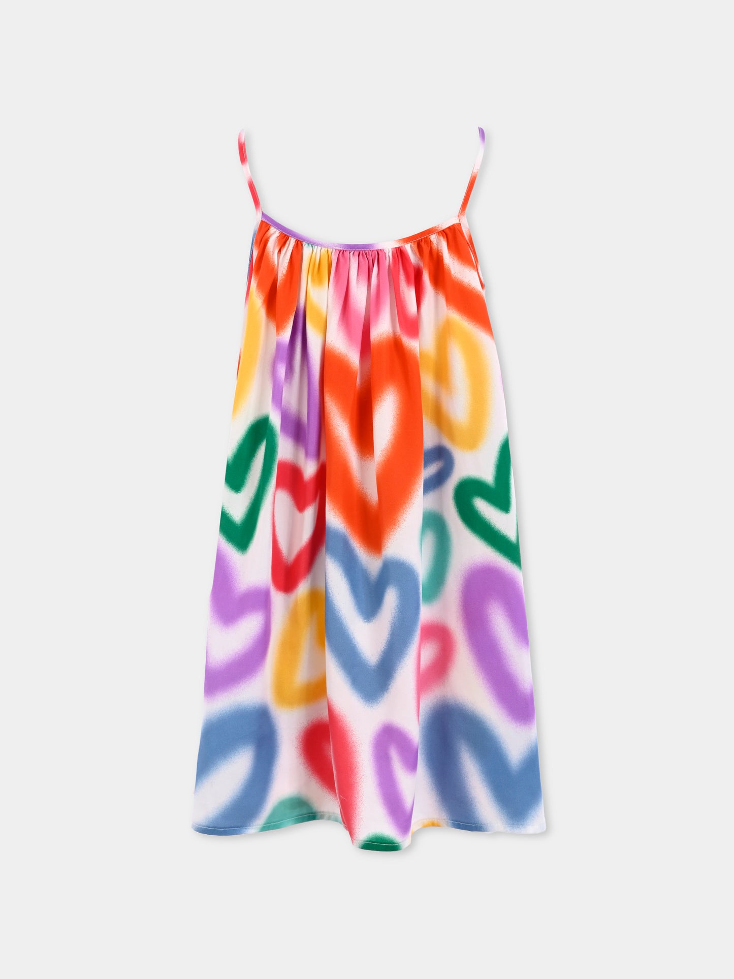 Vestito multicolor per bambina con cuore all over,Stella Mccartney Kids,TW1D22 Z2538 101MC