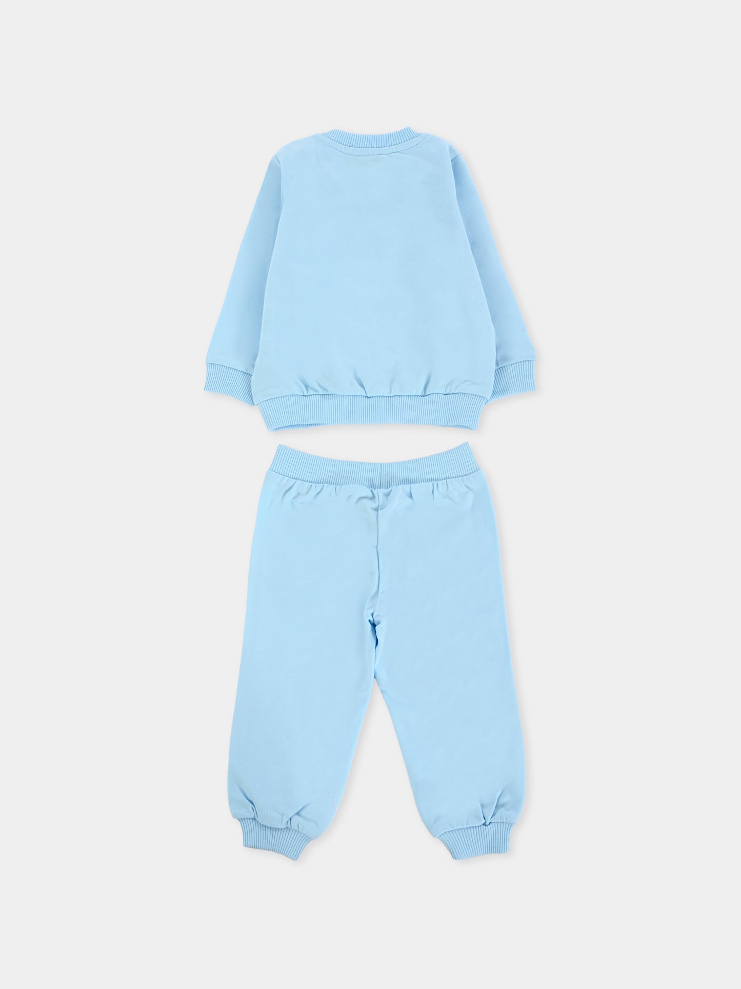 Completo celeste per neonato con Teddy Bear e arcobaleno,Moschino Kids,M7K02P LCA19 40304