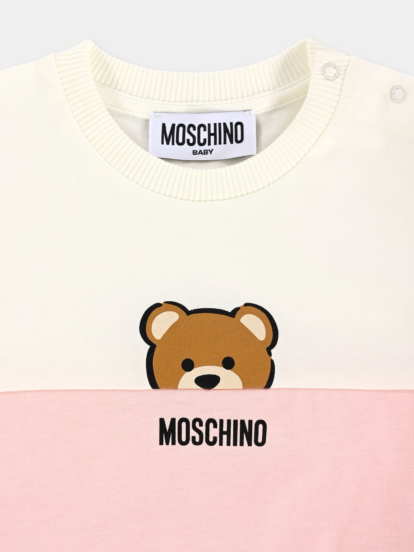 T-shirt rosa per neonata con Teddy Bear,Moschino Kids,MUY082 LAA27 50209