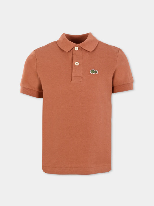 Polo marrone per bambino con coccodrillo,Lacoste,PJ2909 I1K