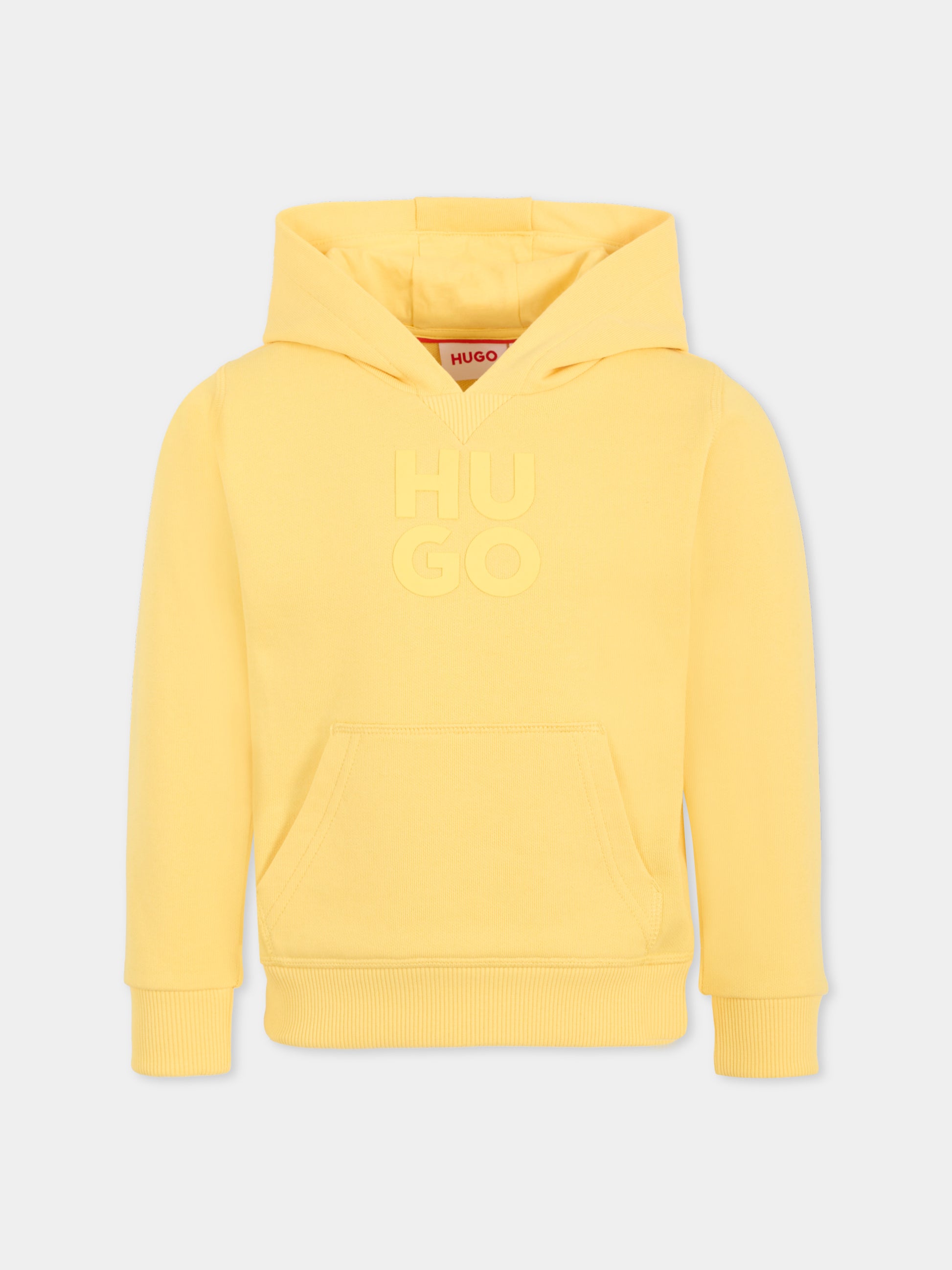 Felpa gialla per bambino con logo,Hugo,G00349 501