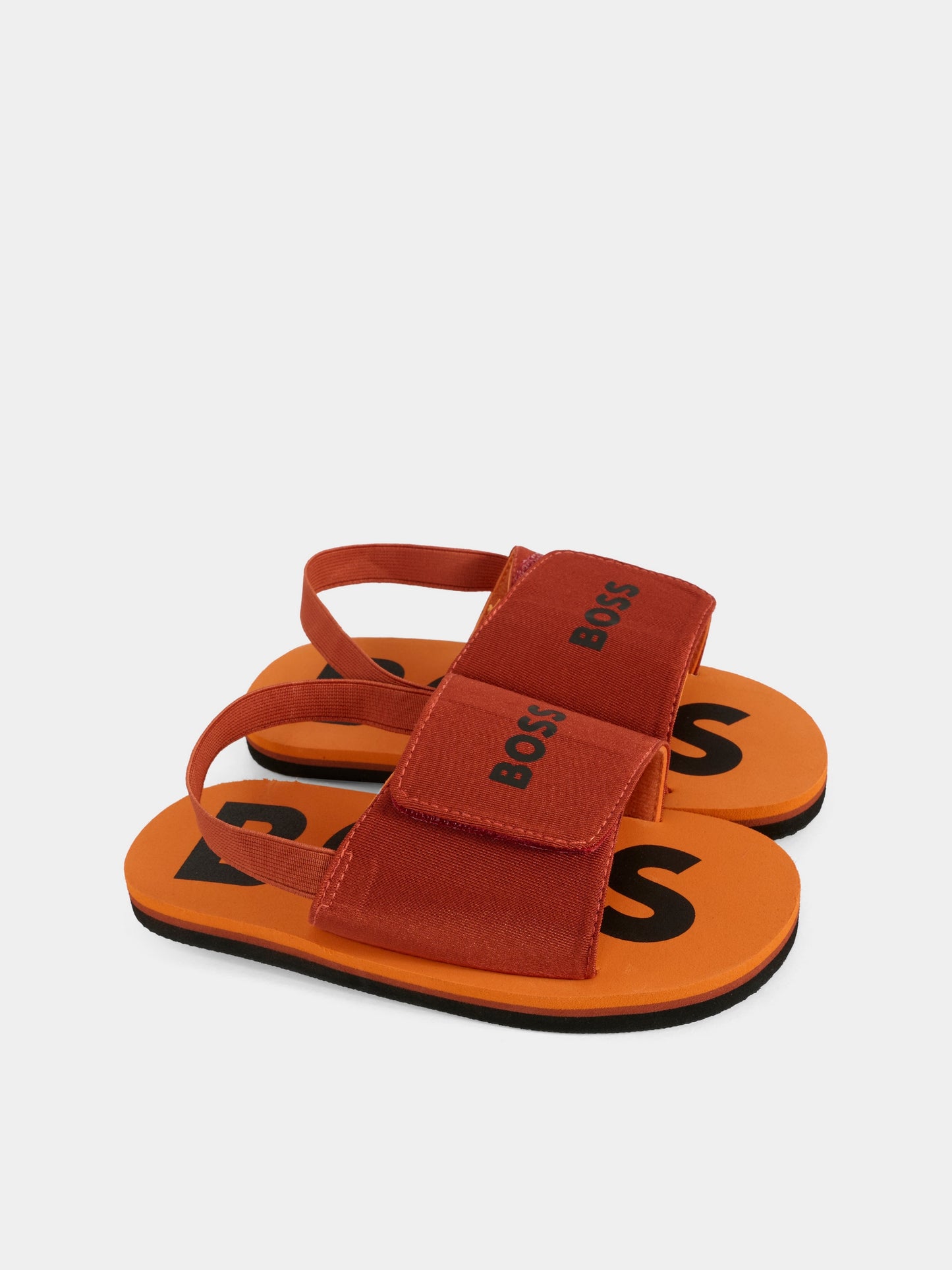 Sandali marroni per neonato e bambino con logo,Boss,J52156 326