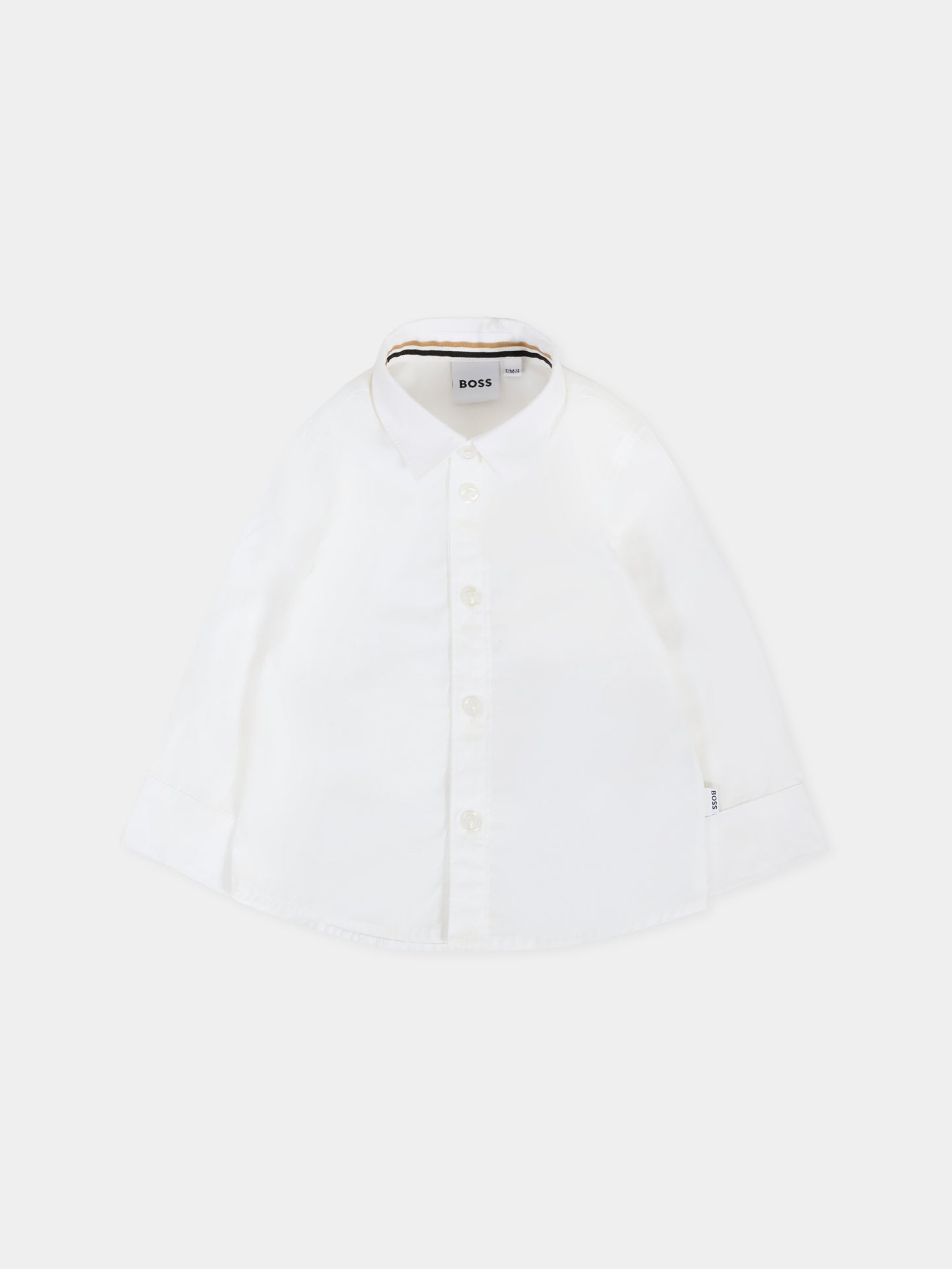 Camicia bianca per neonato con logo,Boss,J52097 10P
