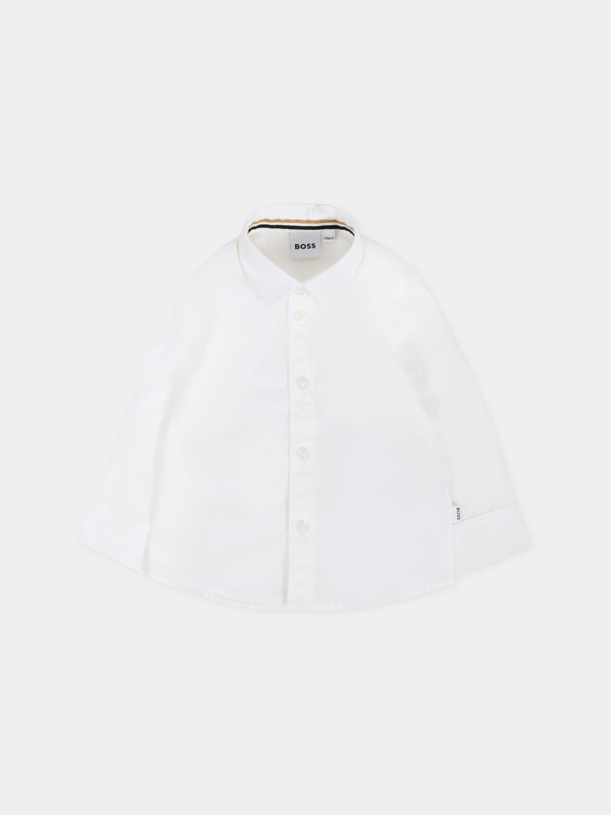 Camicia bianca per neonato con logo,Boss,J52097 10P