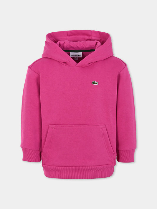 Felpa fucsia per bambina con coccodrillo,Lacoste,SJ5292 I1L
